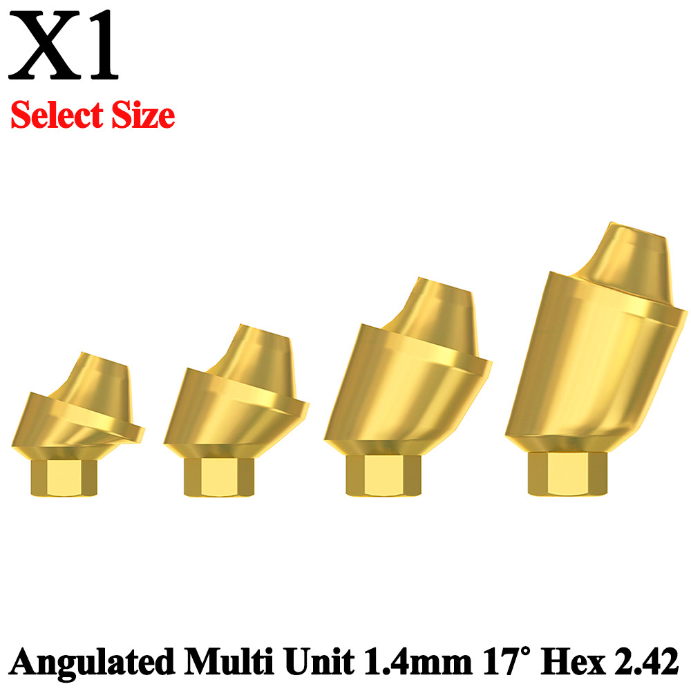 1x Dental Angulated Multi Unit 1.4mm 17° Hex 2.42 Connection Titanium Fixture