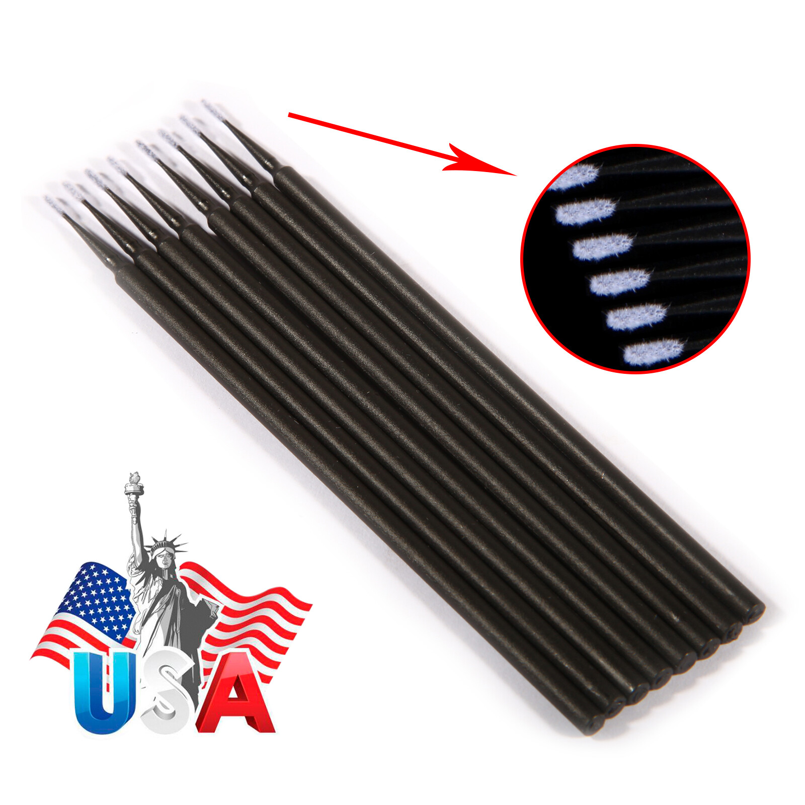 Dental Microbrush Disposable Applicators Tips Micro Brush size 1.2mm black SS