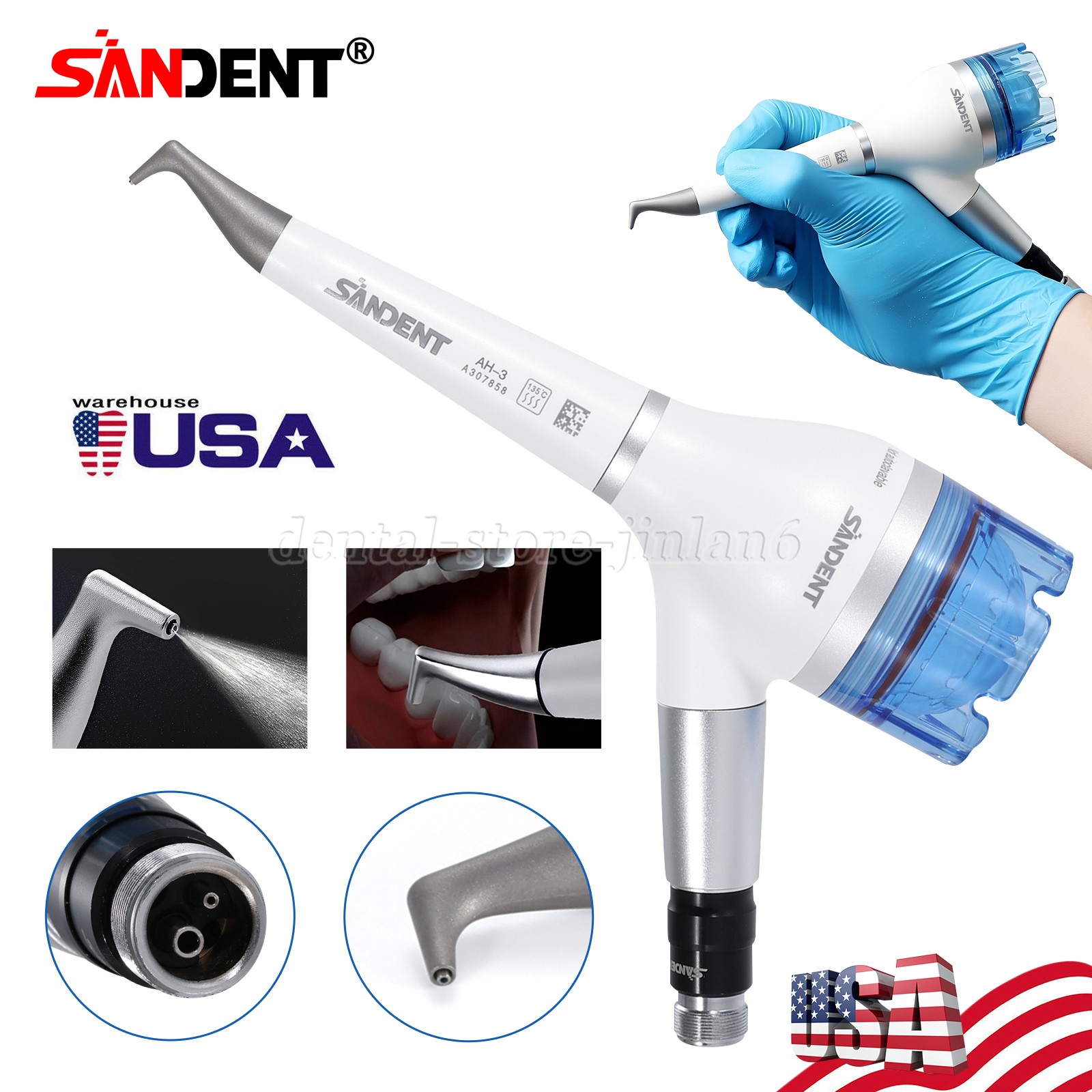 Dental Air Flow Teeth Polisher Prophy Handpiece Air Flow Handy 4 Hole / 2 Hole