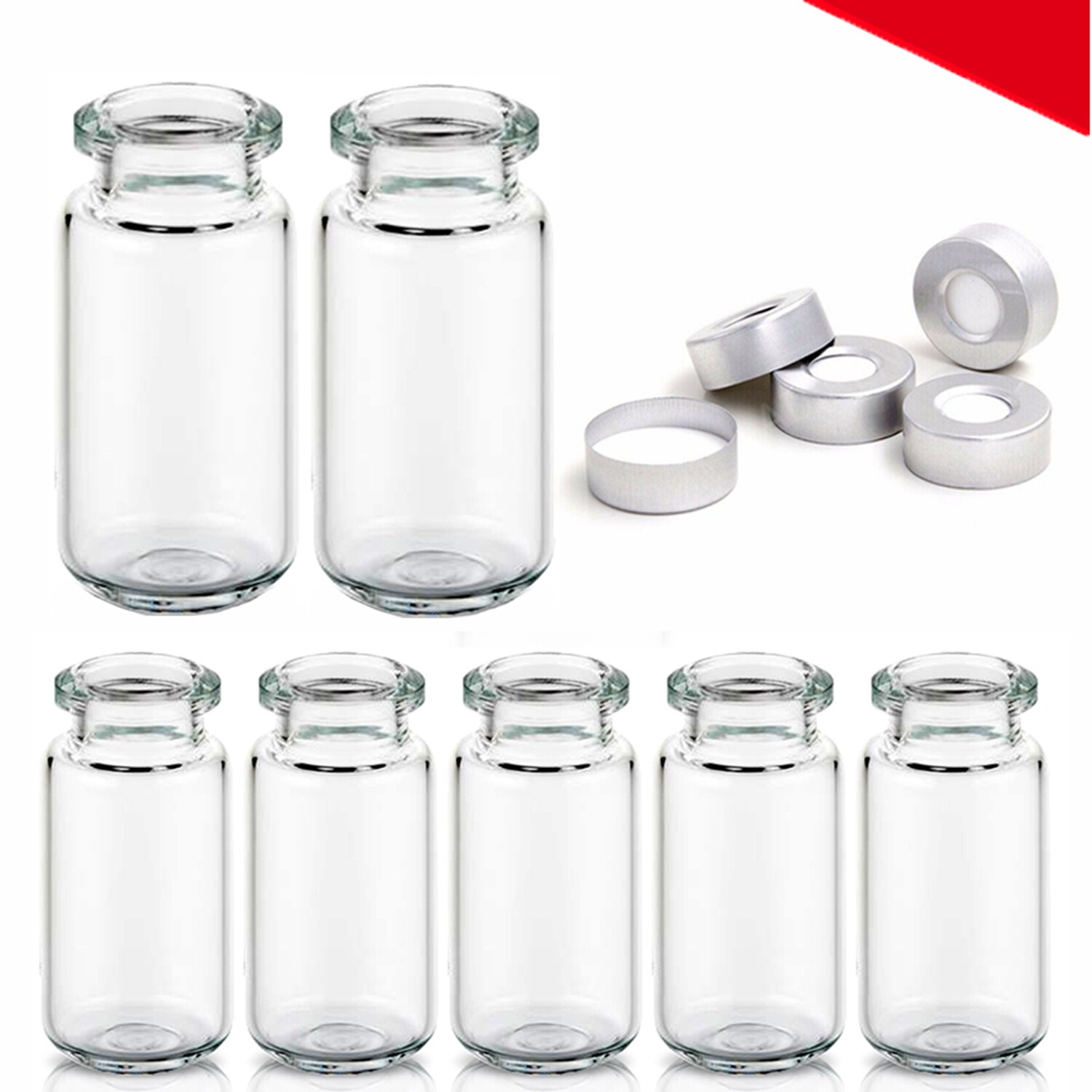 4000PCS 10ml Sample Vials+Silver Caps Crimp Top Glass Clear Headspace Bottles US