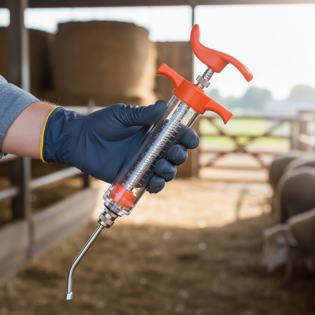 20ML Drenching Syringe with 2 Nozzles for Livestock and Pets, Adjustable Dosage