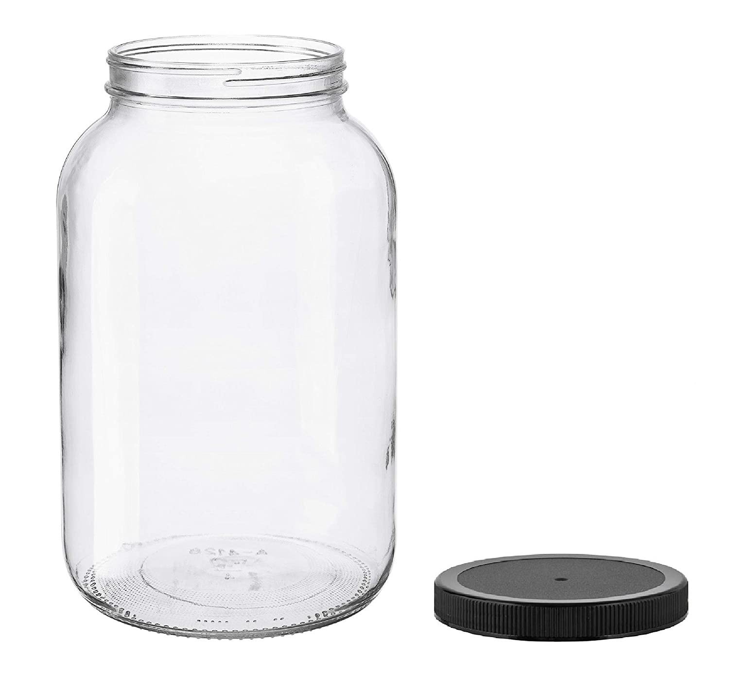 North Mountain Supply 1 Gallon Glass Jar Wide Mouth with 128 Ounces, Black