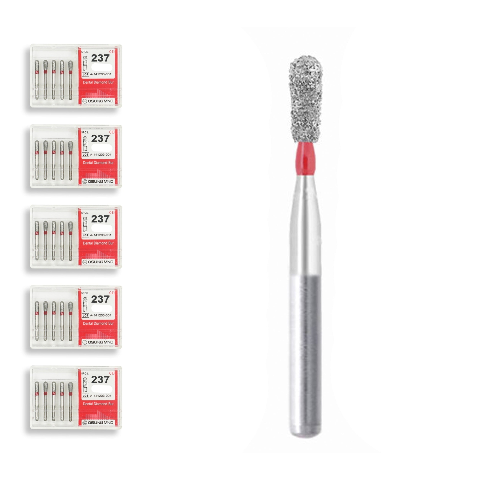 Pear 2.1 mm Dia. Fine Grit Diamond Dental Bur 25 Pcs. 237.21F1