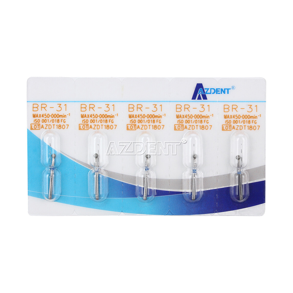 AZDENT Dental Diamond Burs Drill FG For High Speed Handpiece 100 Types 5pc/set