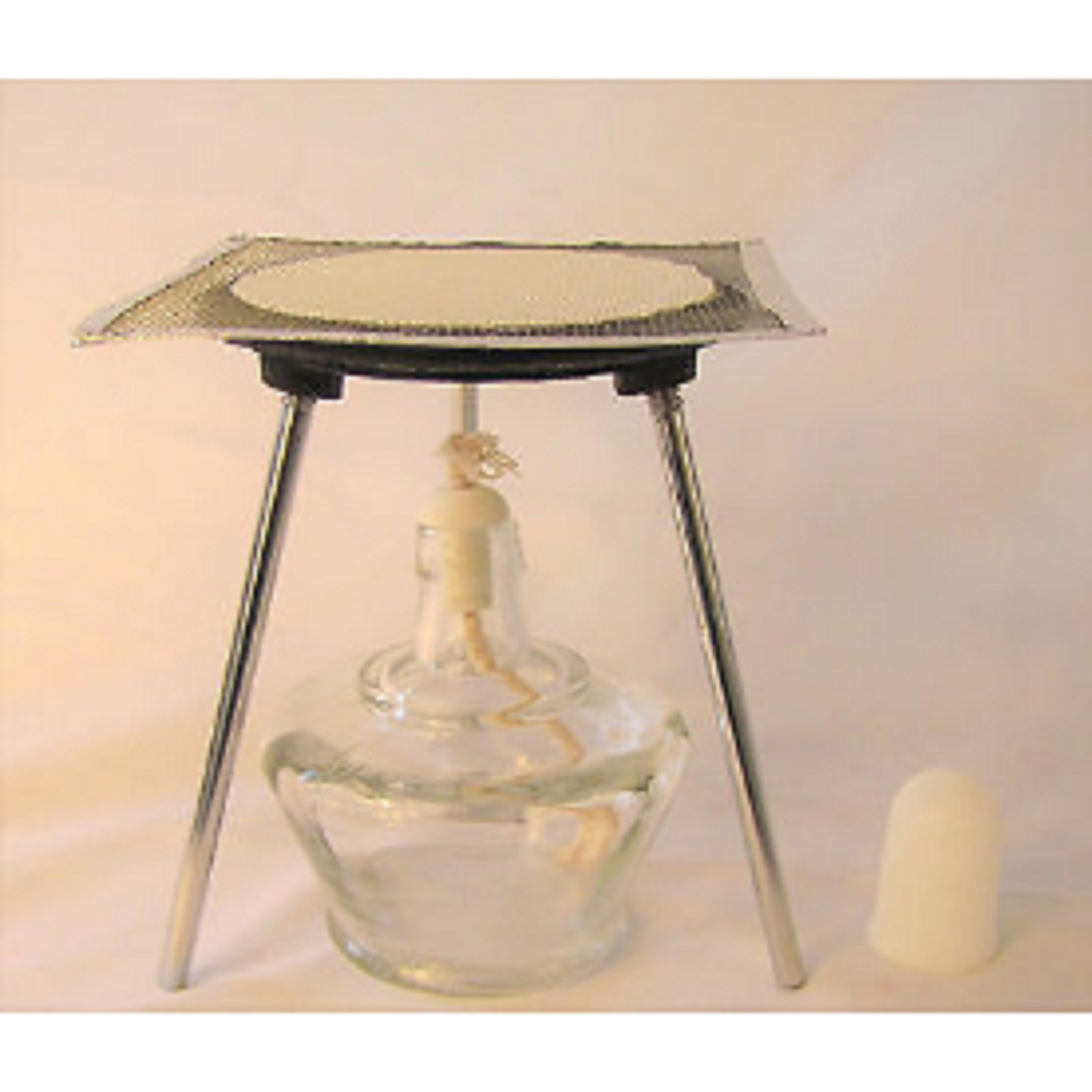 Lab Bunsen Burner Tripod w Mesh Screen Cast Iron Support Stand & Alcohol Lamp
