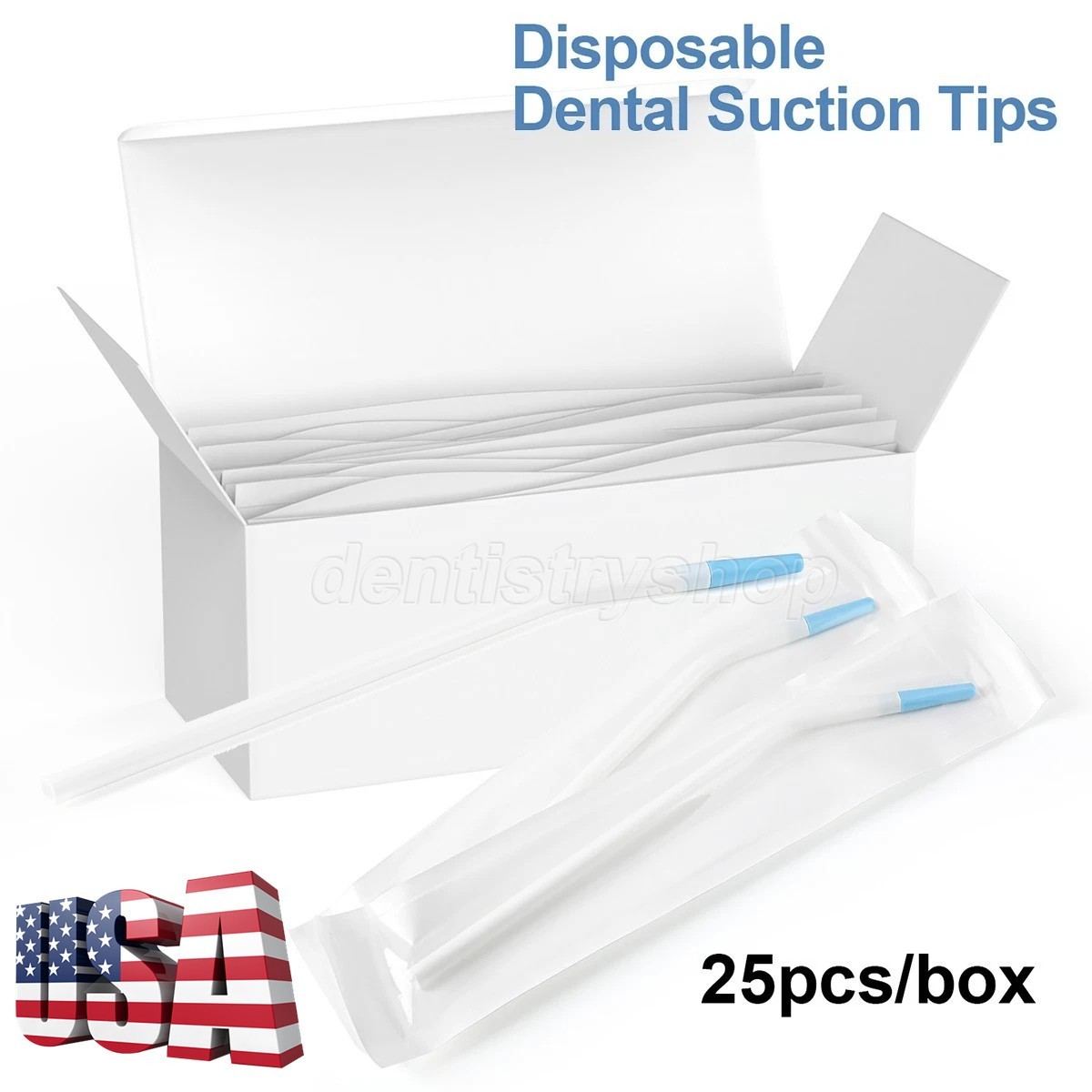 AZDENT Disposable Dental Saliva Ejector Clear Evacuation Suction Tips 25Pcs/box