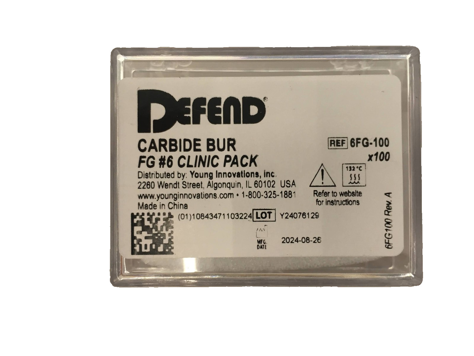 6FG-100 Round Carbide Bur Clinic Pack Dental Friction Grip Mydent – Defend