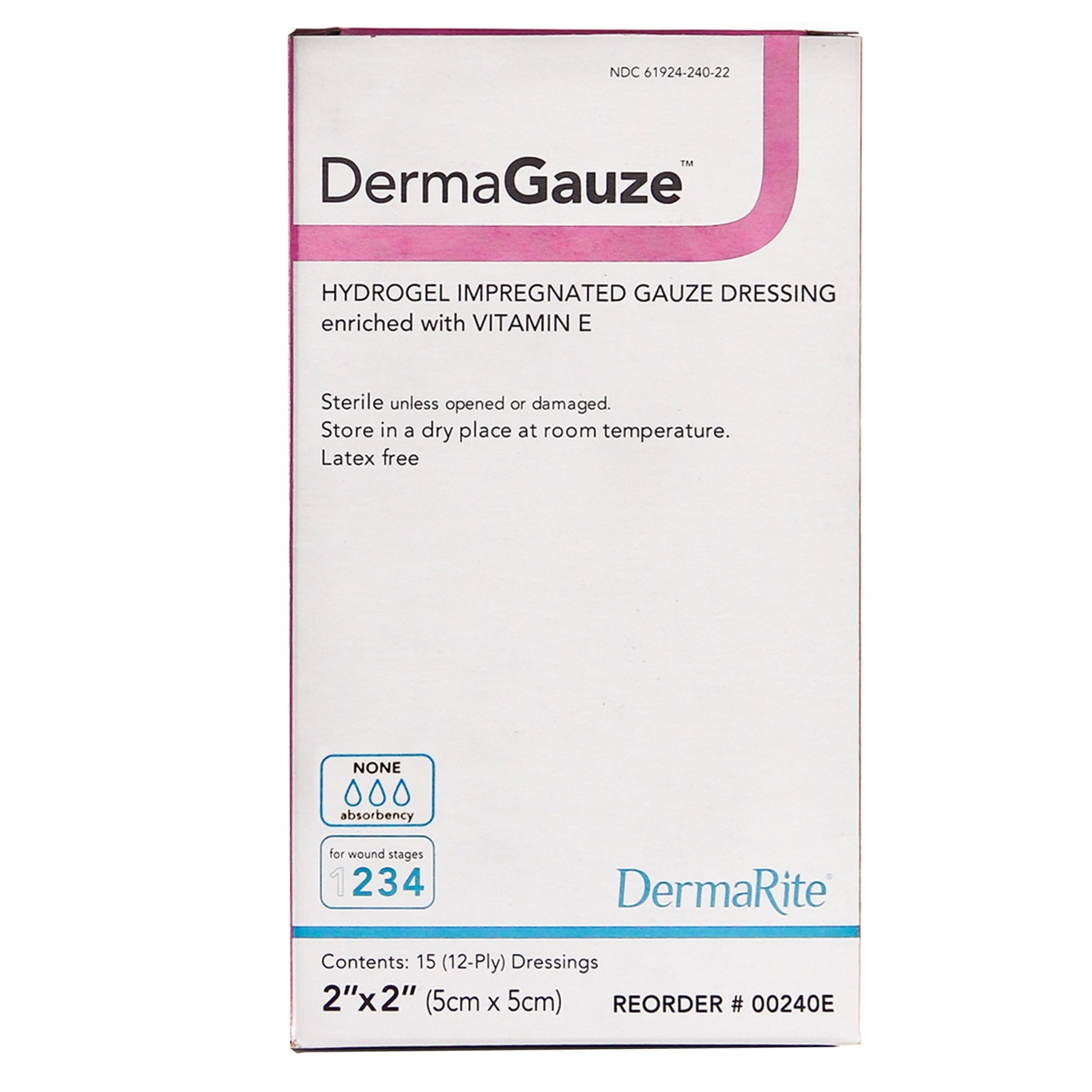 DermaGauze Hydrogel Wound Dressing 2 x 2″ Square Impregnated 15 Ct