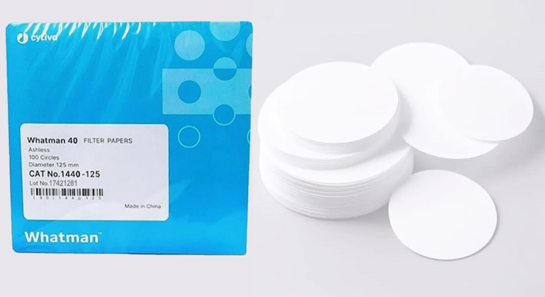 Whatman Filter Papers, Grade 40, 1440-125 Quantitative Round Sheets Pack of 100.