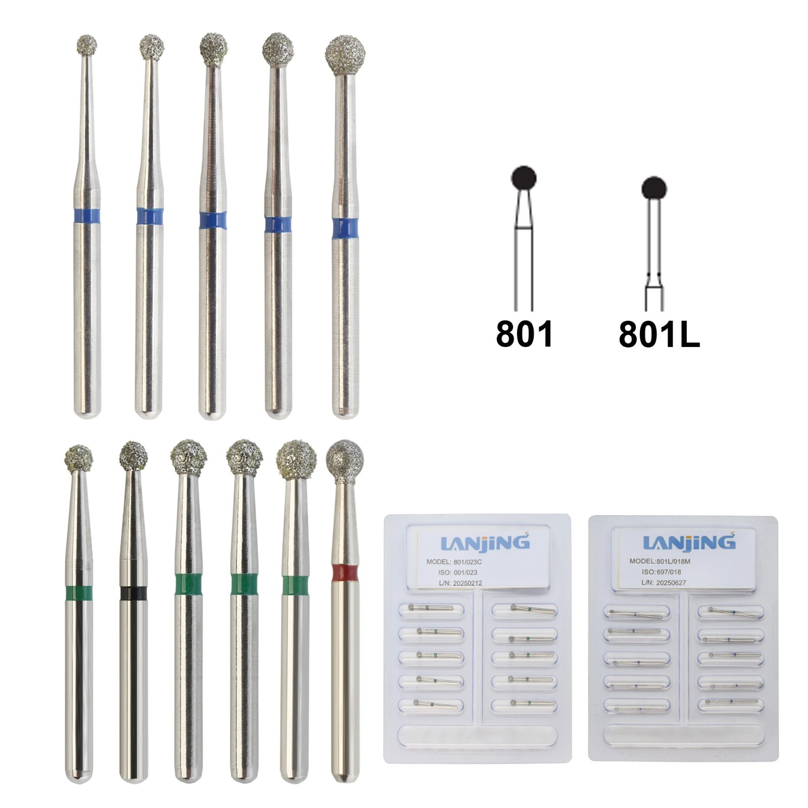 Zirconia Cutting Burs Dental Diamond Bur Football Pear Round End Taper Barrel FG