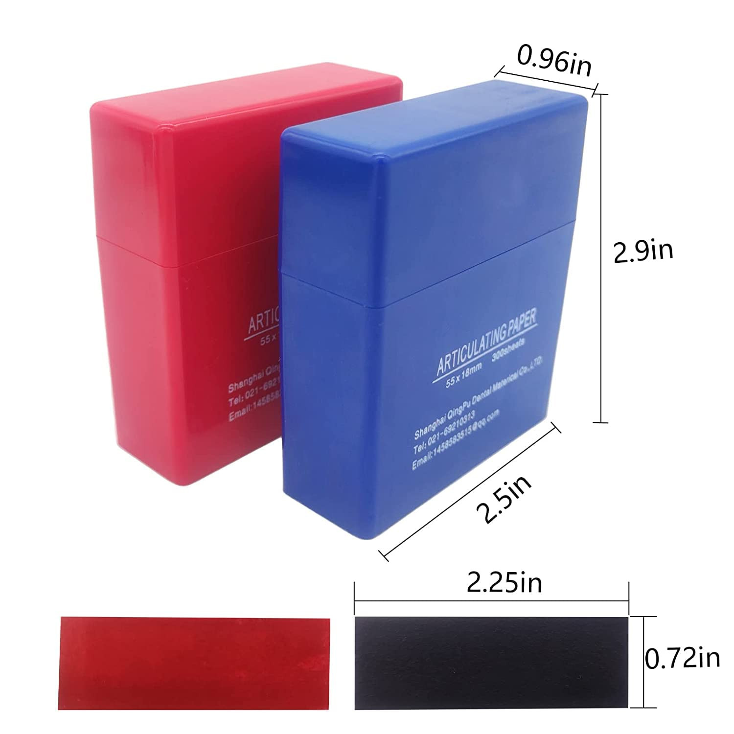 600 Sheets Dental Articulating Paper, Plastic Dispenser Red and Blue 100 Micron