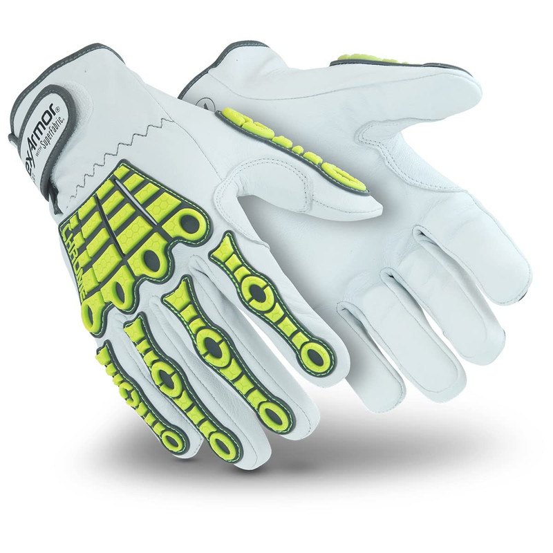 Hexarmor Cut-Resistant Impact Protection Leather Work Gloves Chrome Series 4080