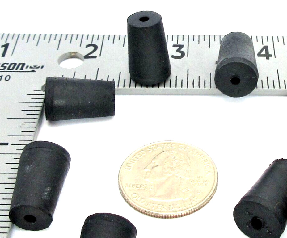 #000 Solid Rubber Stoppers 1 Hole Tapered Plug Corks Fits 11/32″ to 15/32″ ID