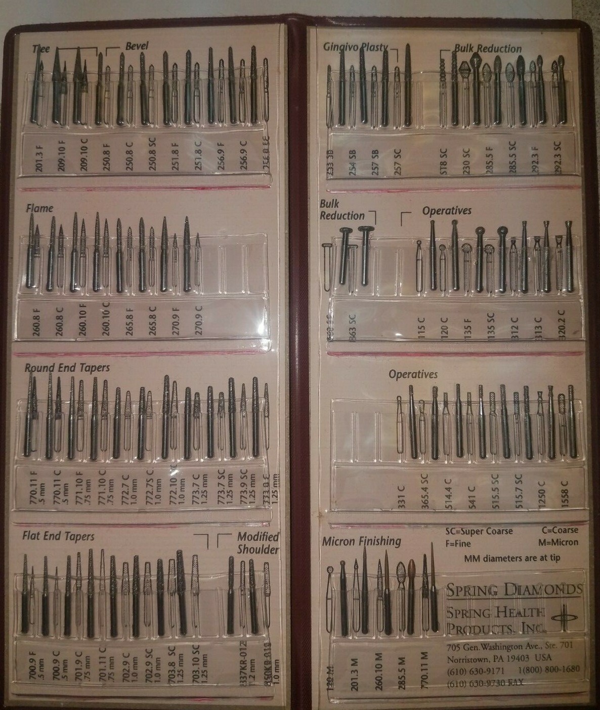Dental Diamond Burs Spring Health Products Assorted Diamond Wallet 72pcs