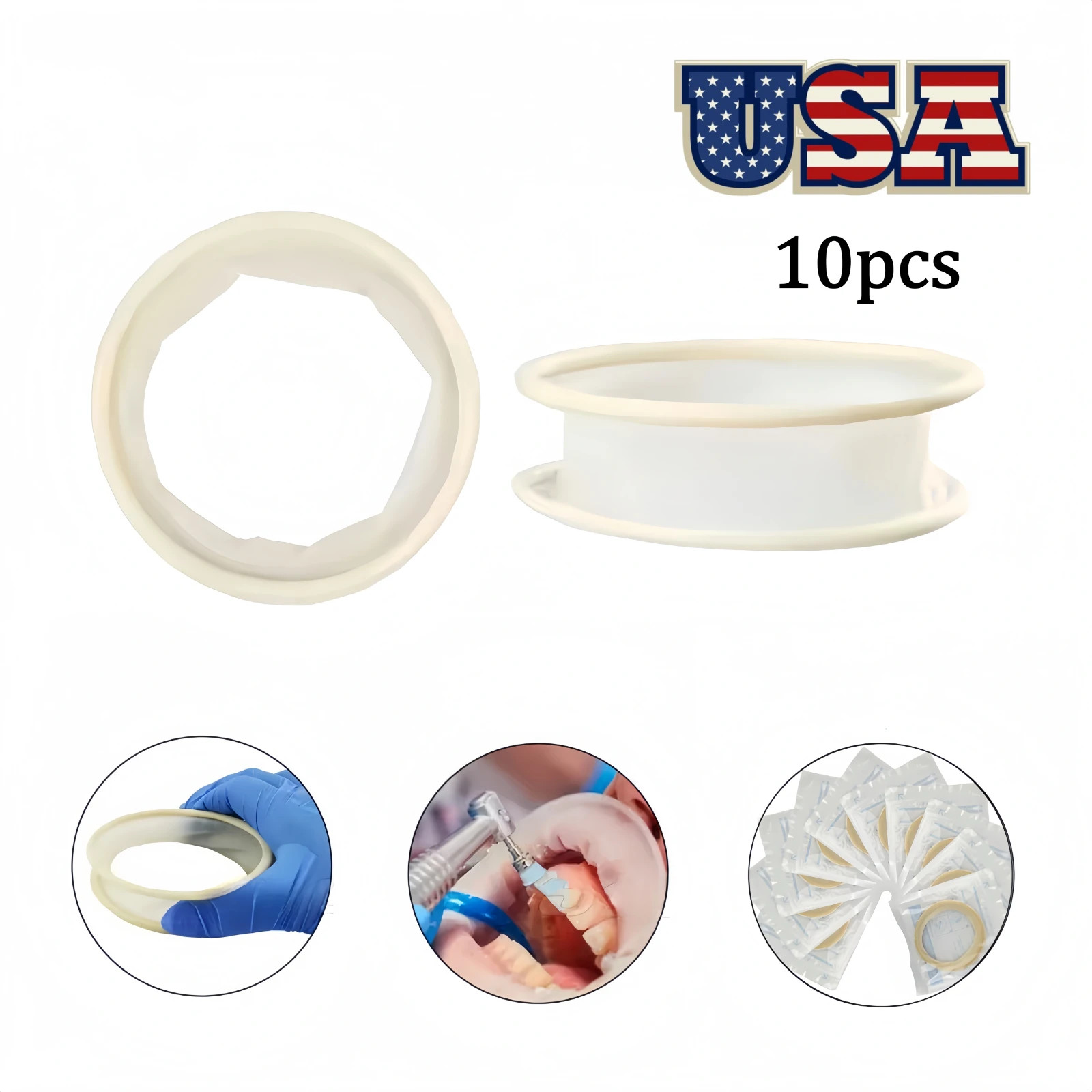 10Pcs Dental Mouth Opener Sterile Rubber Dam Cheek Retractor O Shape Disposable
