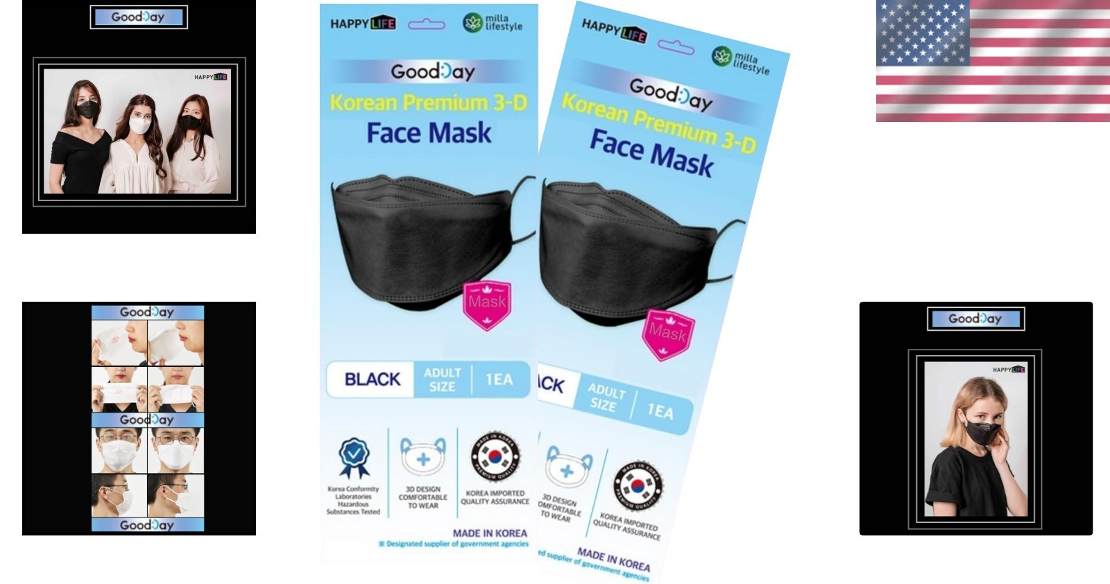 10 Pack of Black KF-94 Masks – Hygienic, Fitted & Comfortable for Daily Use