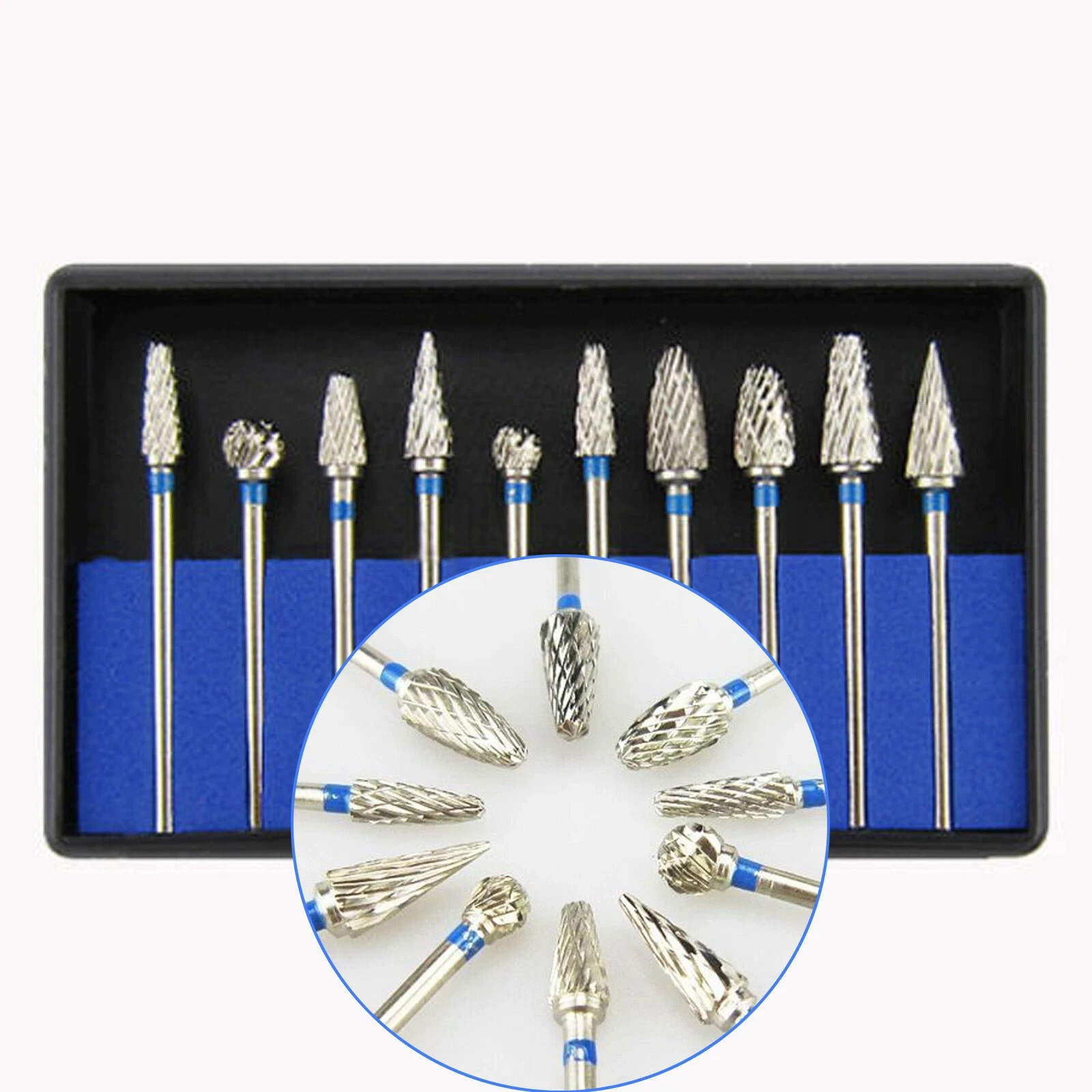 10Pcs/Box Dental Lab Tungsten Steel Carbide Burs Polishing Drills 2.35mm HP Tool