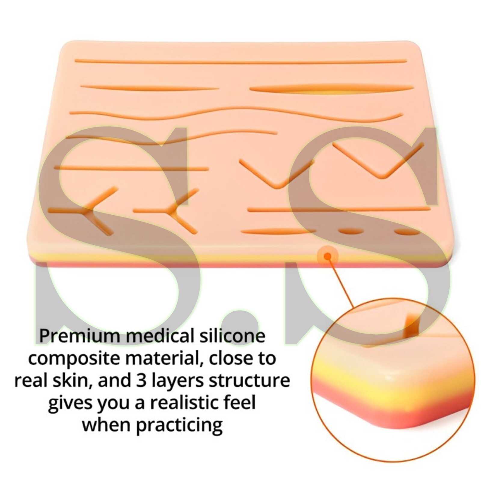 3 Pcs Suture Training pad 3 layer joint 27 wounds ultra silicon skin practice