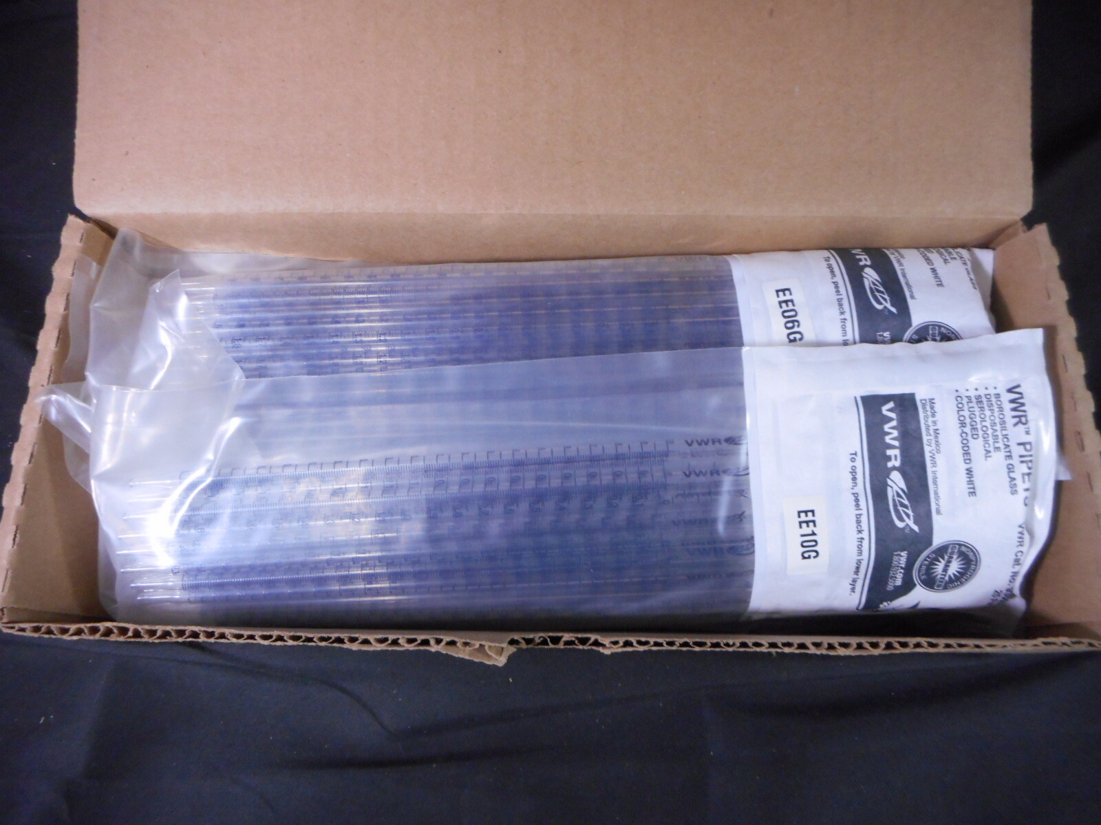 VWR 2mL Glass Disposable Graduated Serological Pipet Plugged 93000-676 (225/cs)