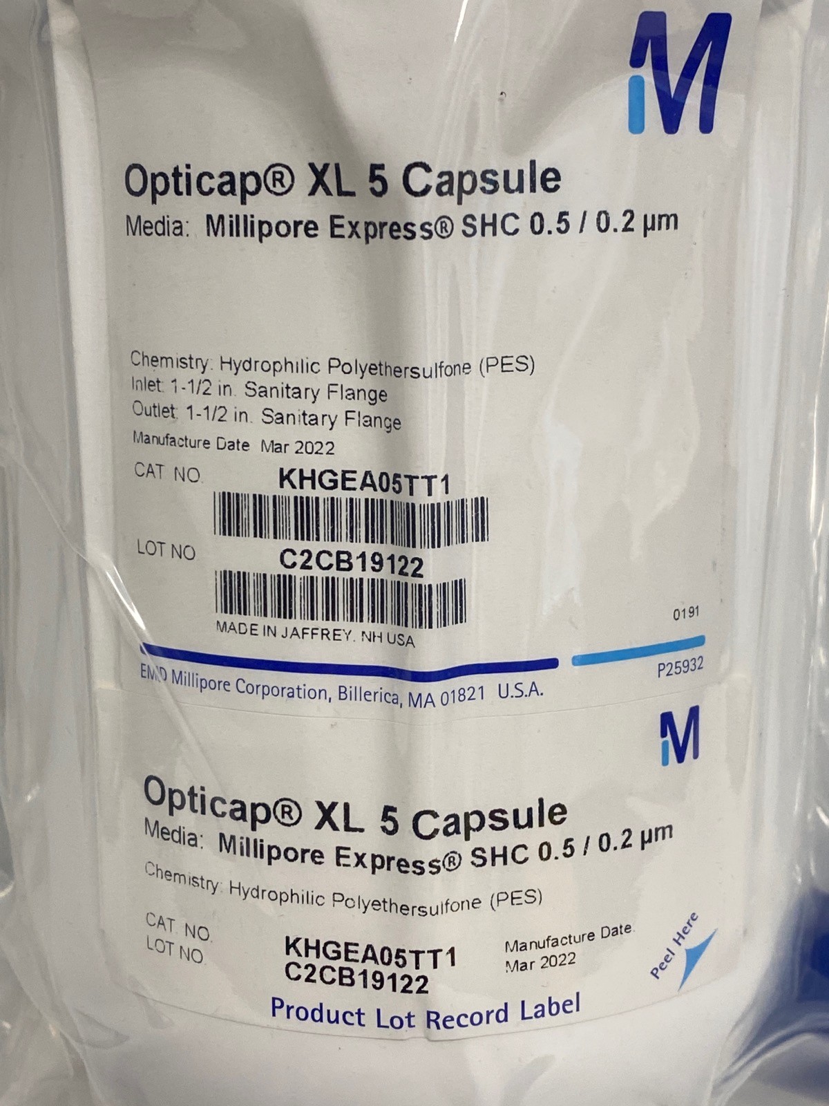 MILLIPORE Express Opticap XL 5 Filter Capsule 0.5/0.2um SHC 1-1/2”TC KHGEA05TT1