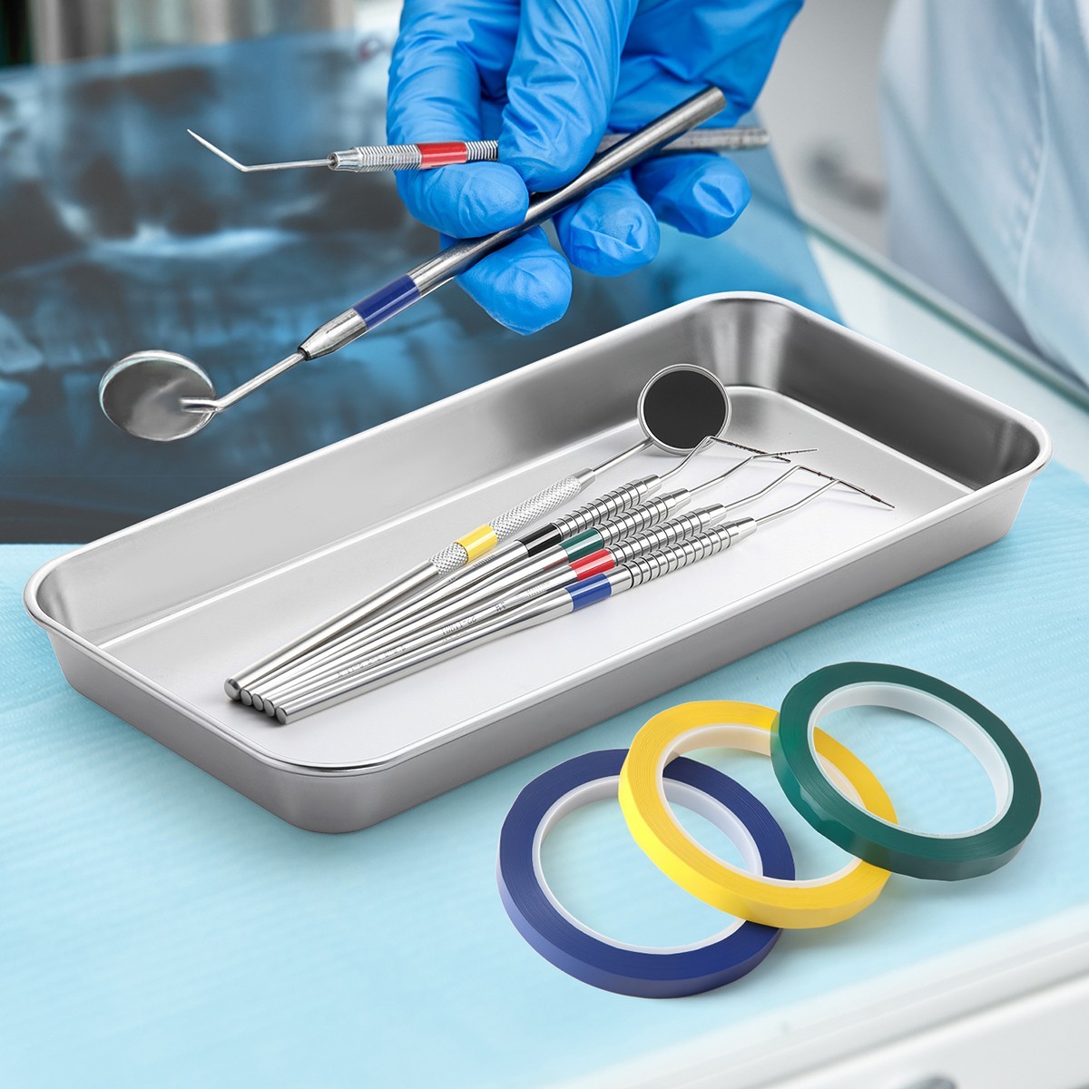 Dental Medical Adhesive Tape Autoclave Instruments Procedure Tray Sterilization