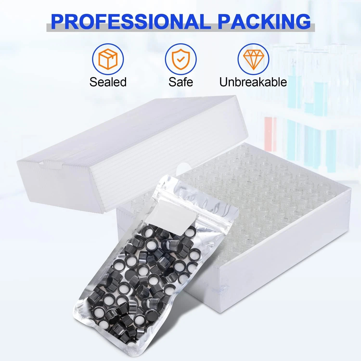 100pcs 4ml Glass Vials with Screw Caps Clear Liquid Sample Vials Small Bottles