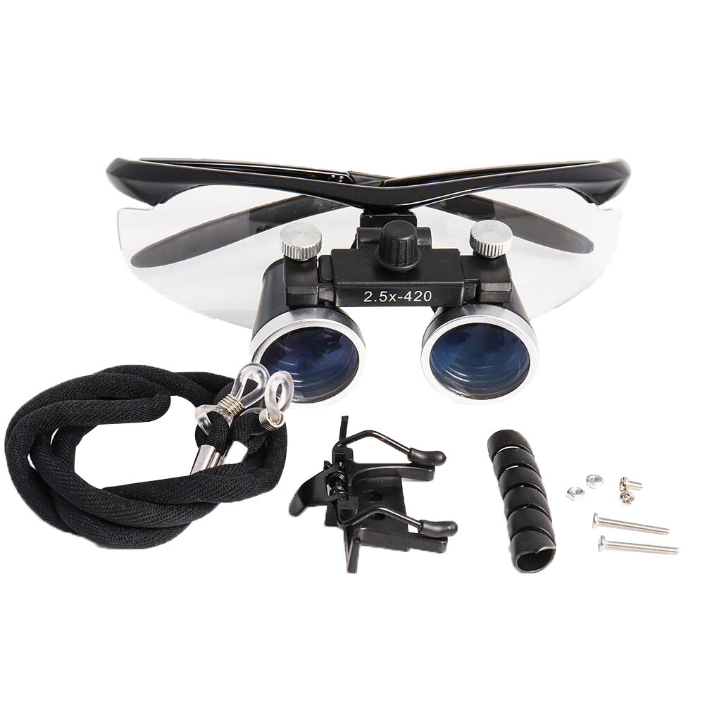 Dental Medical Binocular Loupes 2.5X 420mm Optical Glass Surgical Sliver