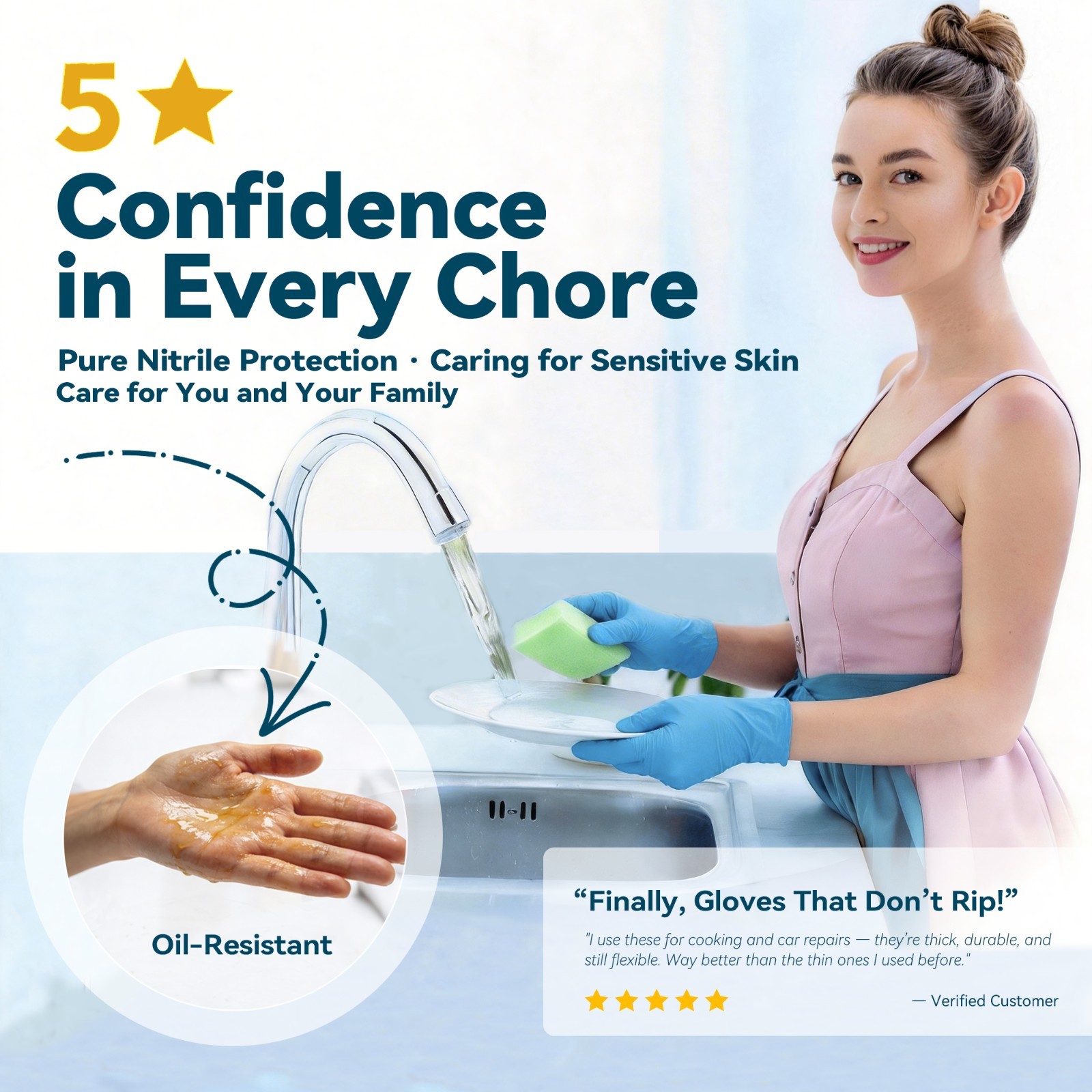 Disposable Nitrile Gloves Combo Blue 4.5Mil & Black 5Mil Powder-Free Heavy Duty