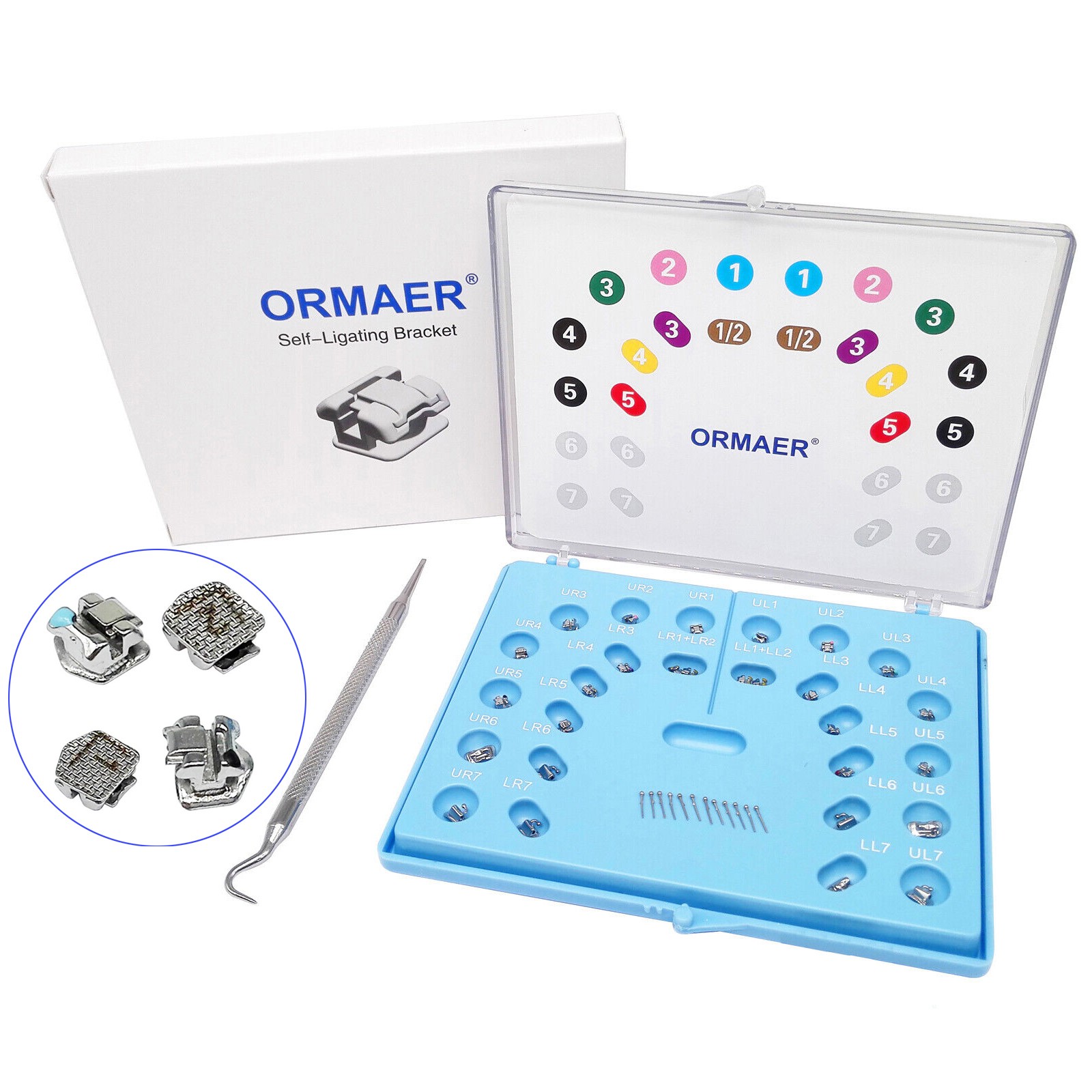 Dental Orthodontic Self-Ligating Bracket&Buccal Tube Roth MBT 022 ORMAER