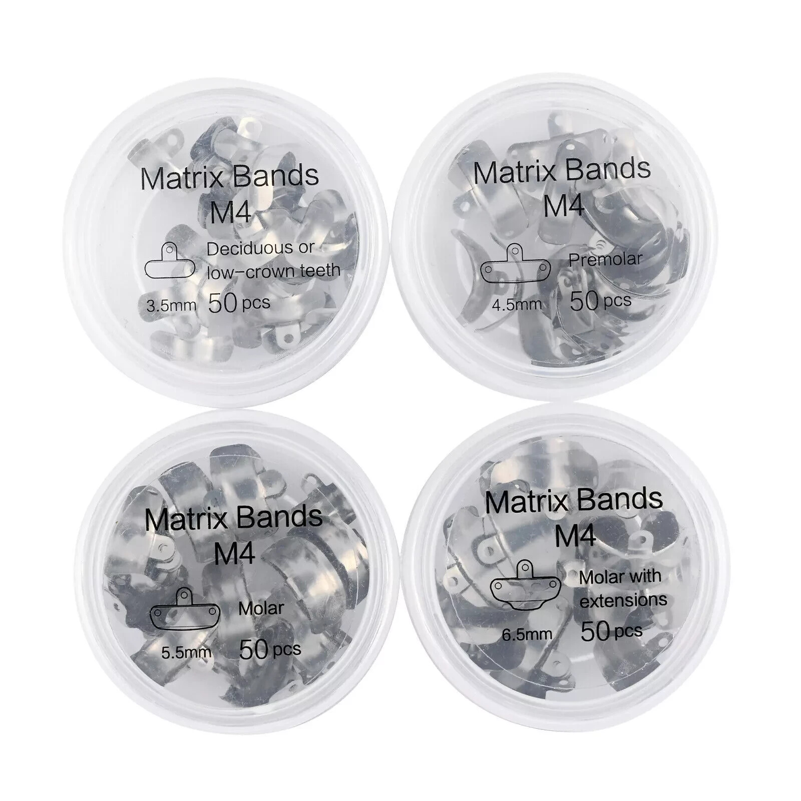 50Pcs/Box Dental Matrix Bands M4 Sectional Matrix SystemContoured Metal Matrices