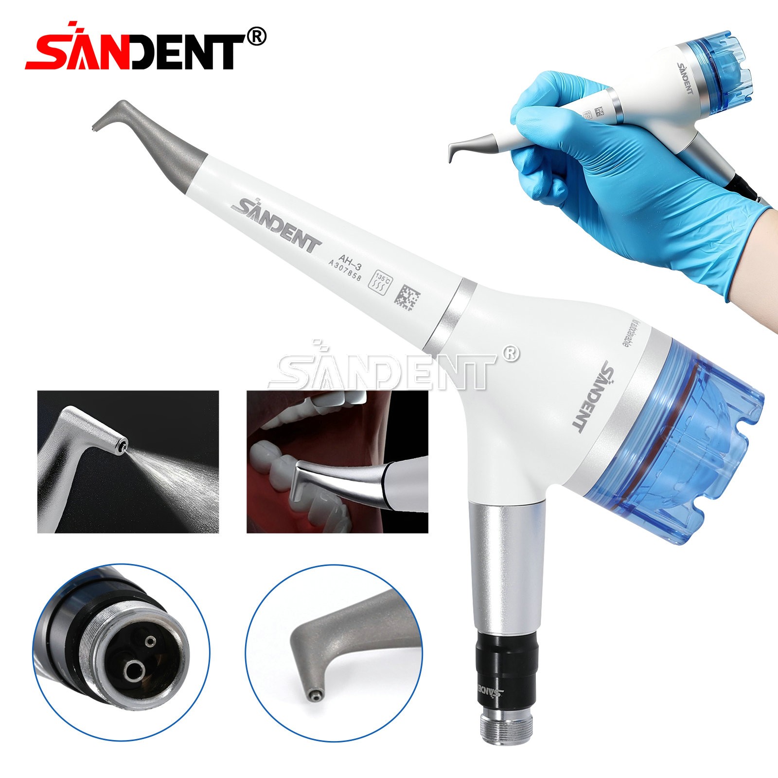 Dental Air Flow Teeth Polisher Prophy Handpiece Air Flow Handy 4 Hole / 2 Hole
