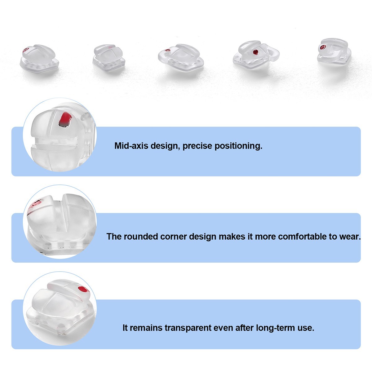 AZDENT Dental Orthodontic Ceramic Brackets Braces Roth/MBT 0.022 Hooks 345