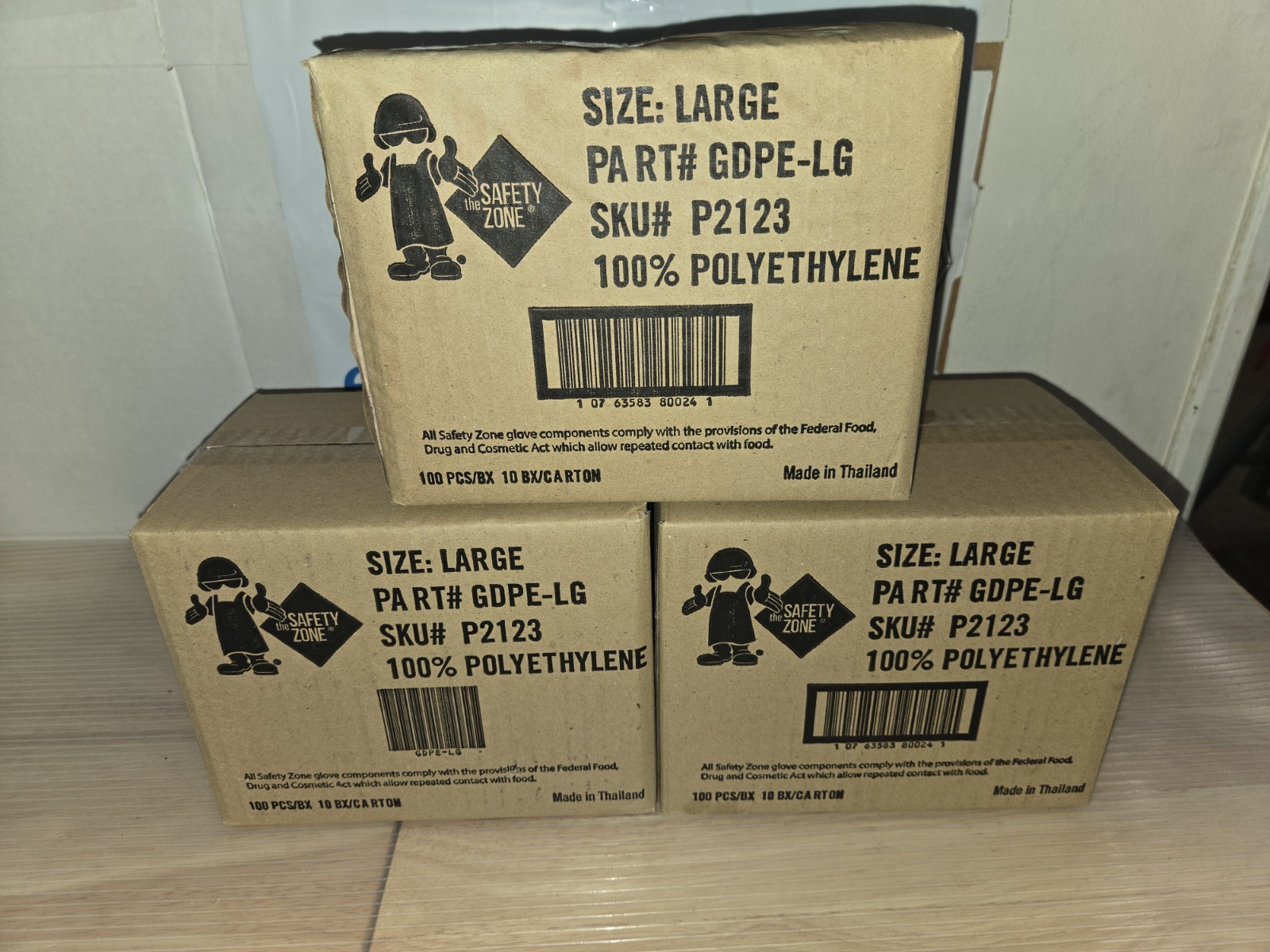 300 – 3 Boxes x 100 Safety Zone Poly Gloves Size Large LG Lot Of 3 Boxes