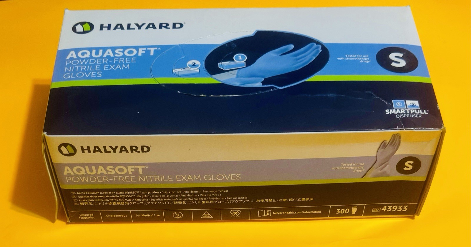 Halyard Aquasoft Powder-Free Nitrile Exam Gloves 300 Count Size S Medical Dental