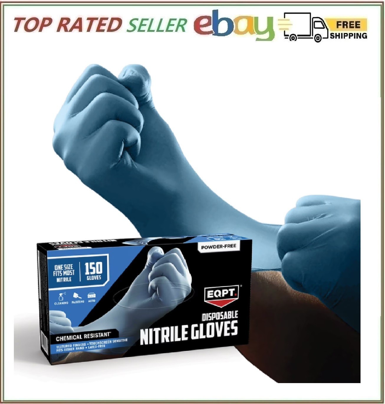 EQPT Industrial Powder-Free Nitrile Gloves, Blue (150 ct./pk., 2 pk.)