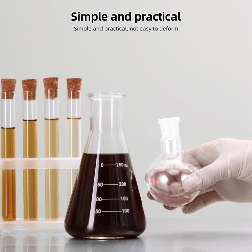 1Pcs Assorted Color Glass Flask Durable Single Neck Round Bottom for Lab Storage