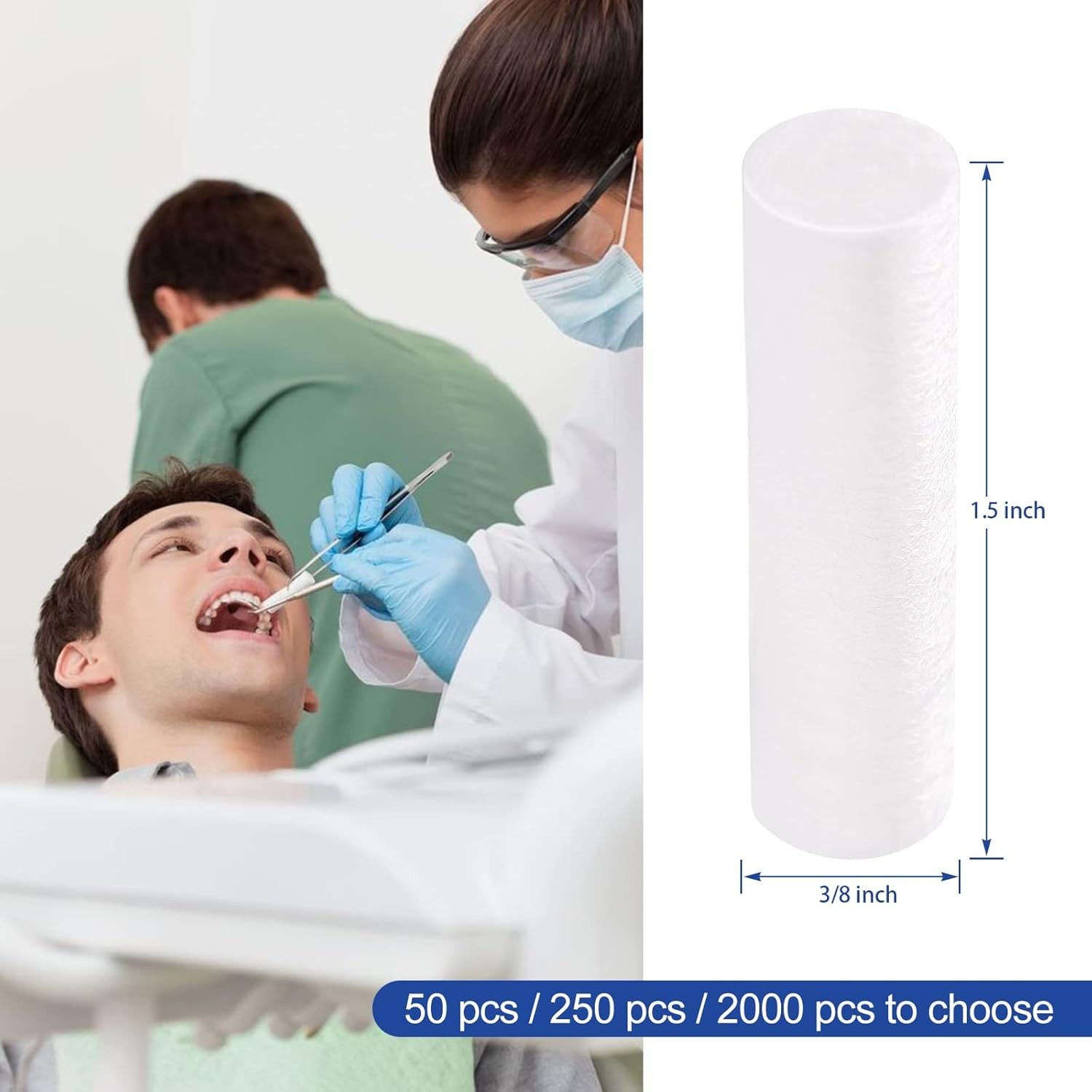 Flexible 50 Pcs Cotton Rolls 1.5″ – Essential for Nosebleeds & Dental Care