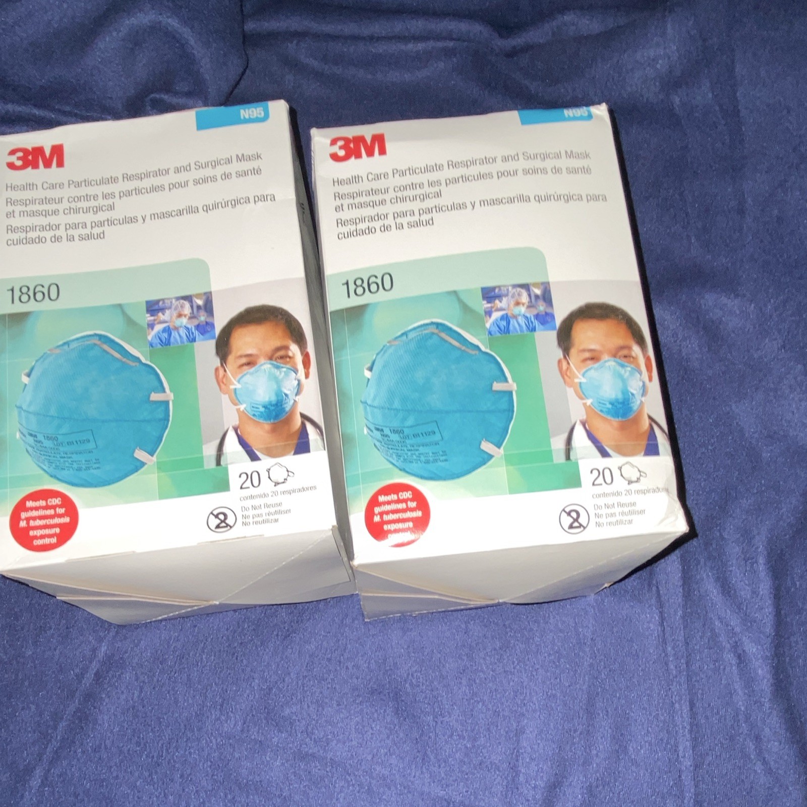 3M 1860 N95 Healthcare Particulate Respirator Surgical Mask 20 Ct