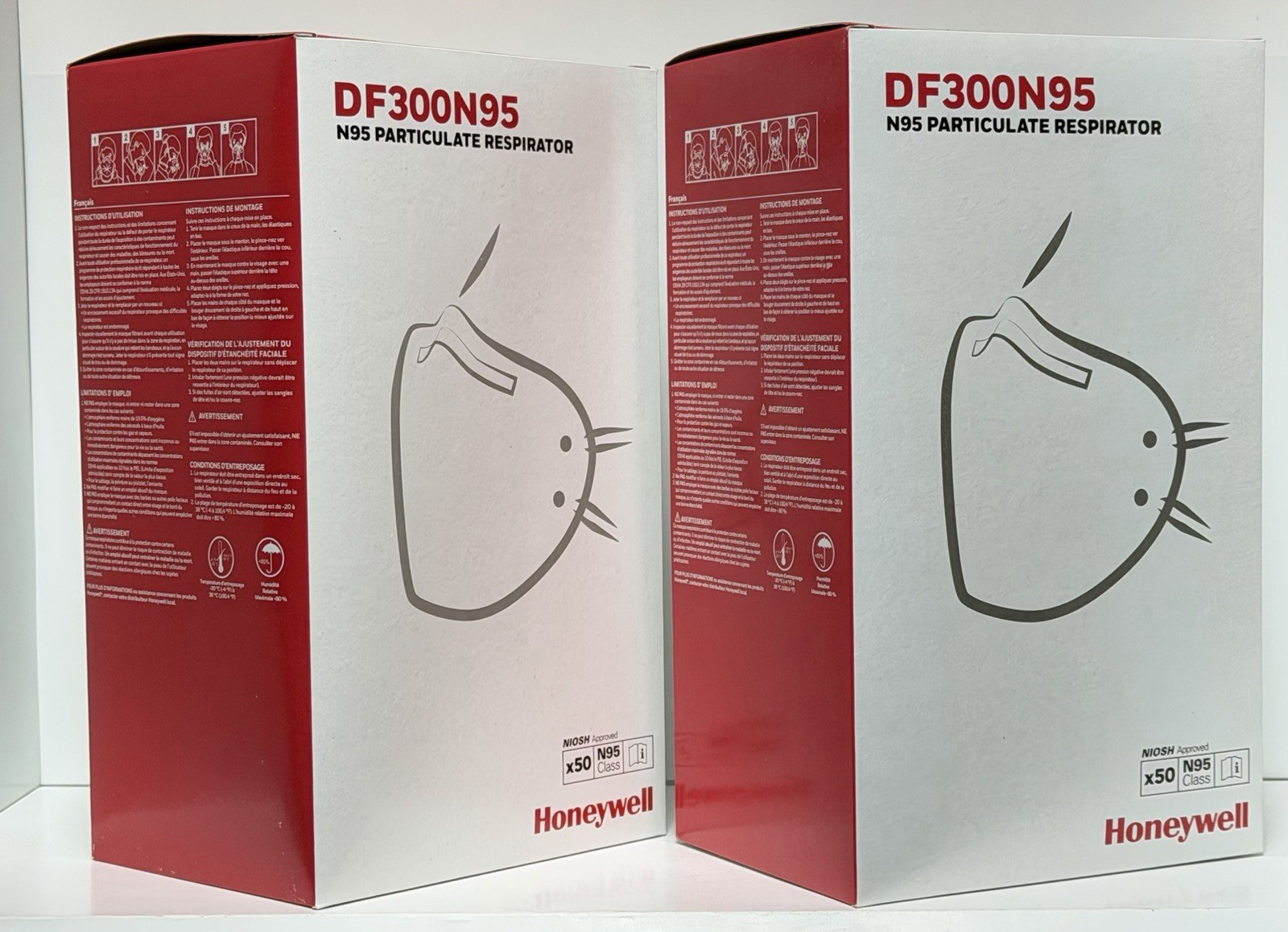 Honeywell DF300N95 Series Particulate Respirator Masks 100 Pcs, N95 NEW