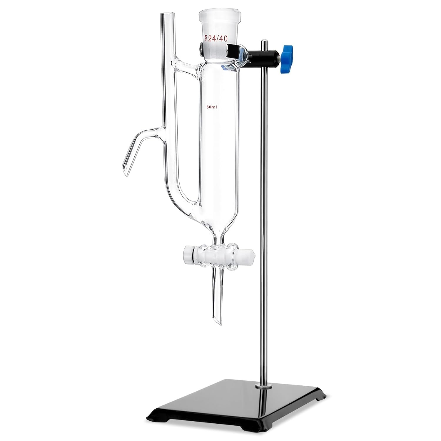 60ml Water Oil Receiver Separator Lab Distillation Glass w/ 24/40 Joint , Stand