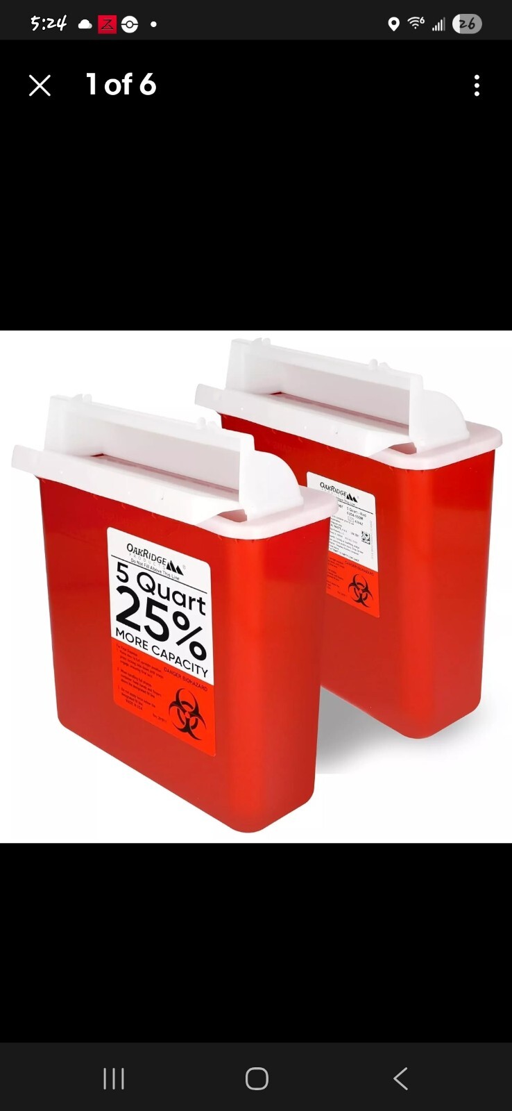 Oakridge Products 2 pk Sharps Container for Home Use and Professional Medium Red