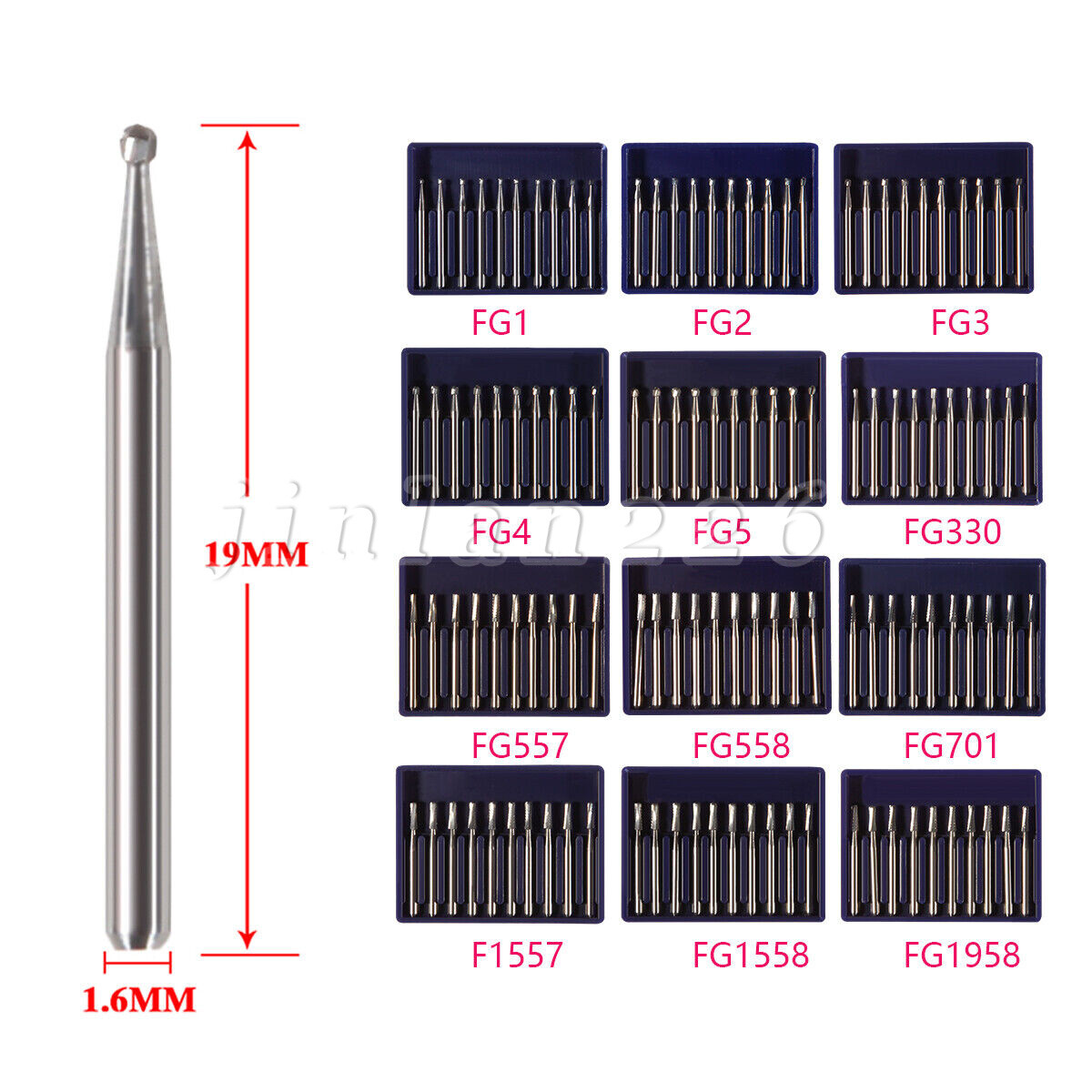 Dental Carbide Burs FG 330 245 1-5 701 Bur High Speed Pear Domed Taper Fissure