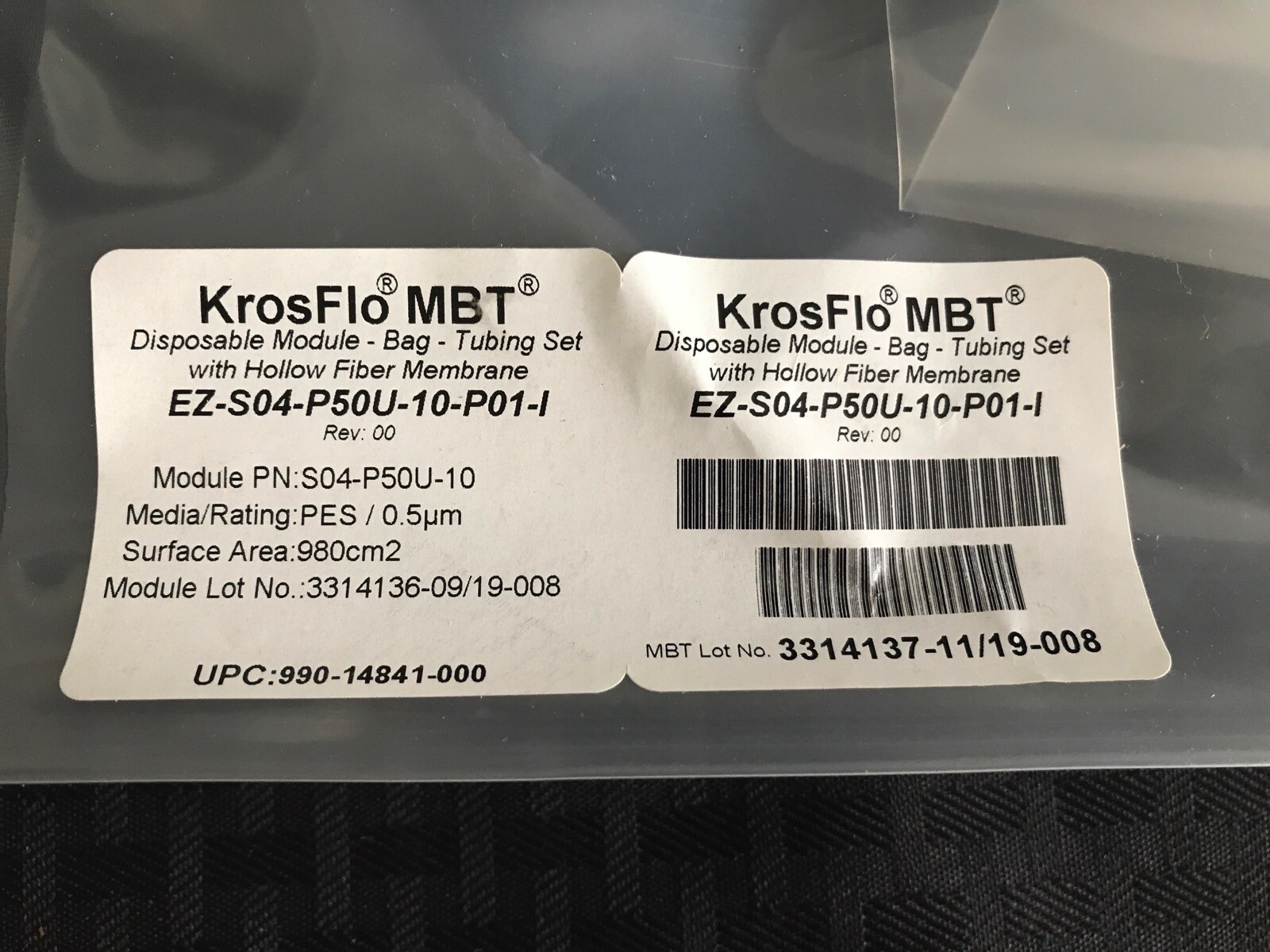 REPLIGEN KrosFlo MBT Disposable Module Bag Tubing Set w/Membrane EZS04P50U10P01I