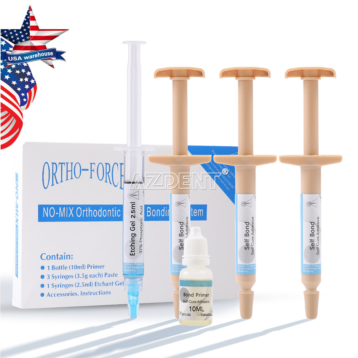 No-Mix Orthodonti Adhesive Kit with Primer Paste & Aid Ethant Gel 35 Brushes