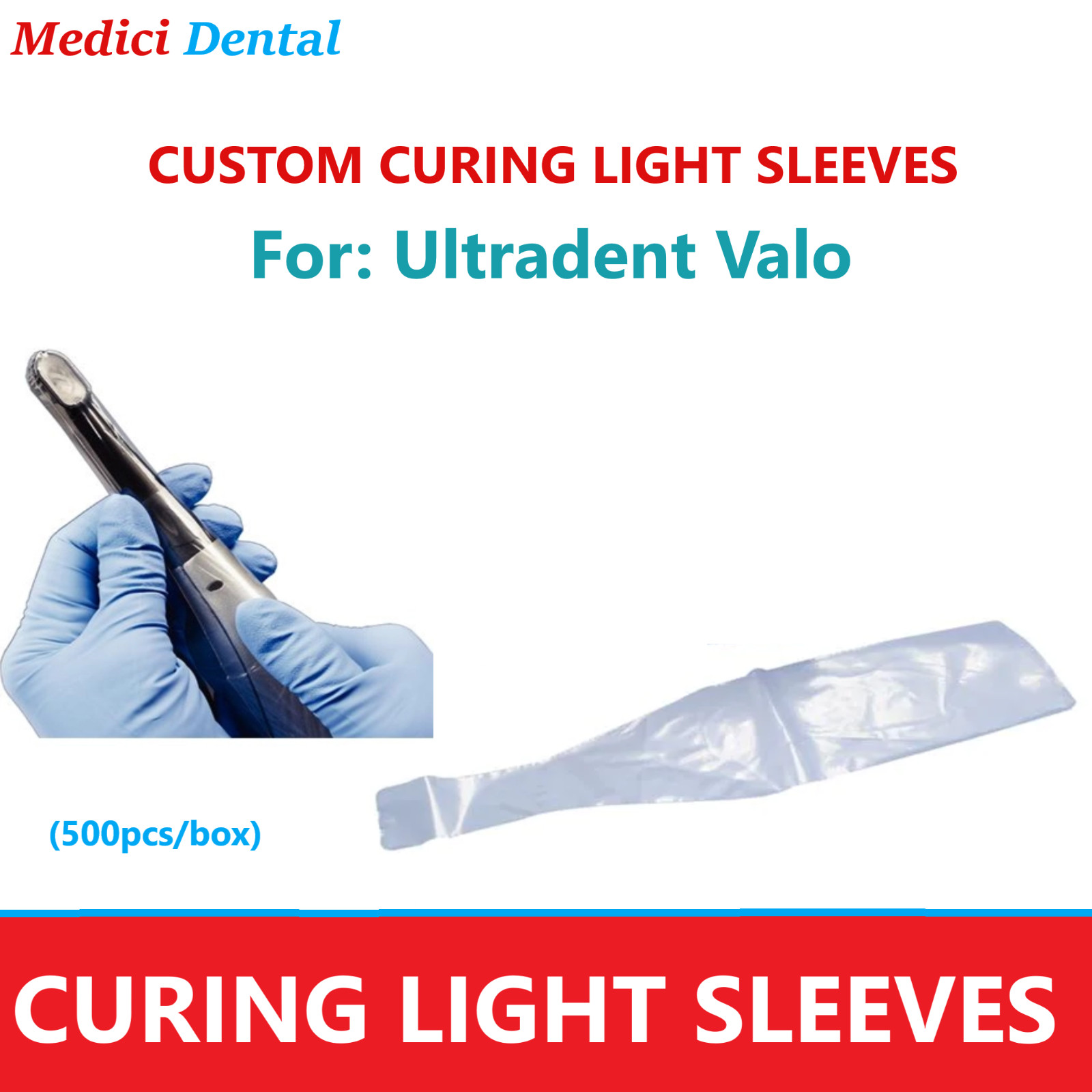 Dental Curing Light Cover Sleeve For Ultradent Valo, etc Plastic Covers – 500/Bx