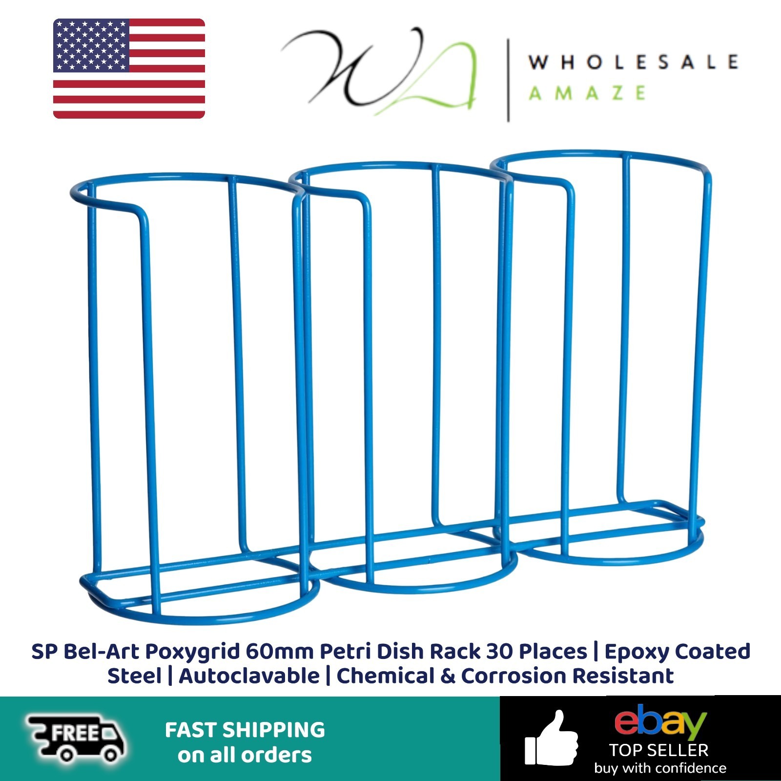 SP Bel-Art Poxygrid 60mm Petri Dish Rack 30 Places Epoxy Coated Steel Autoclavab