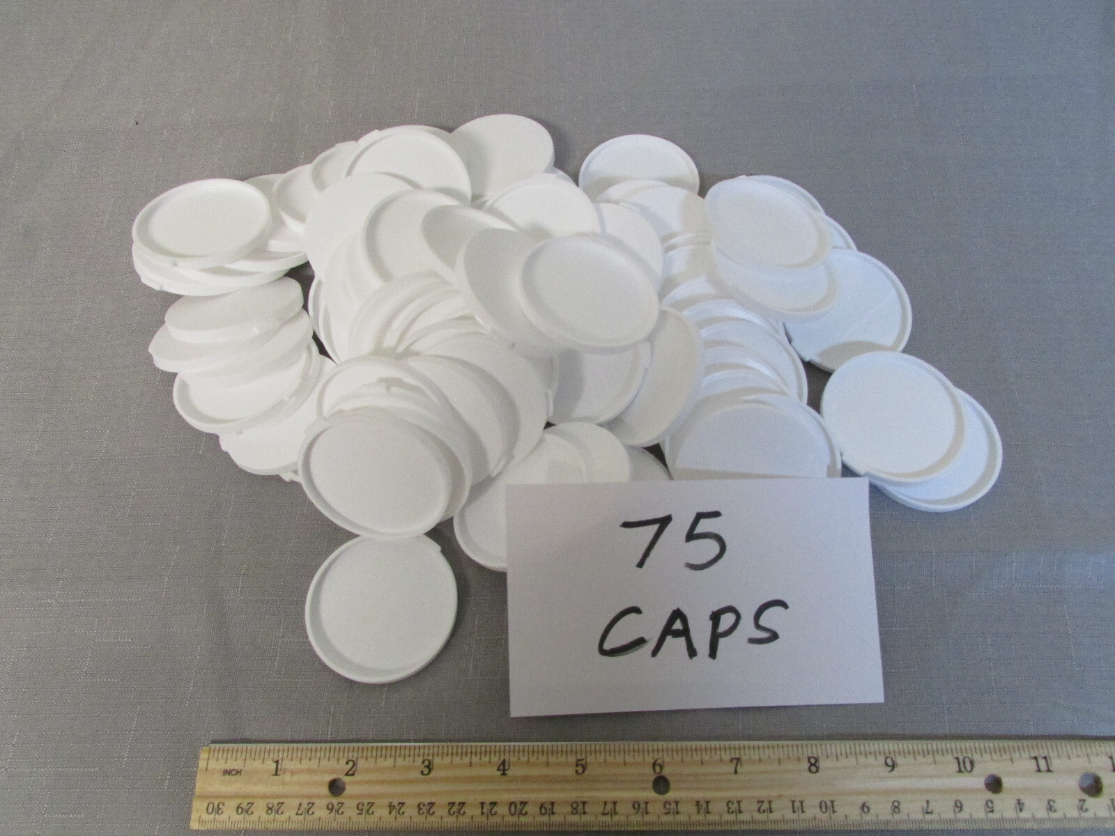 75 Pieces – Snap On Caps for Vials, 49mm-50mm I.D. White Plastic New