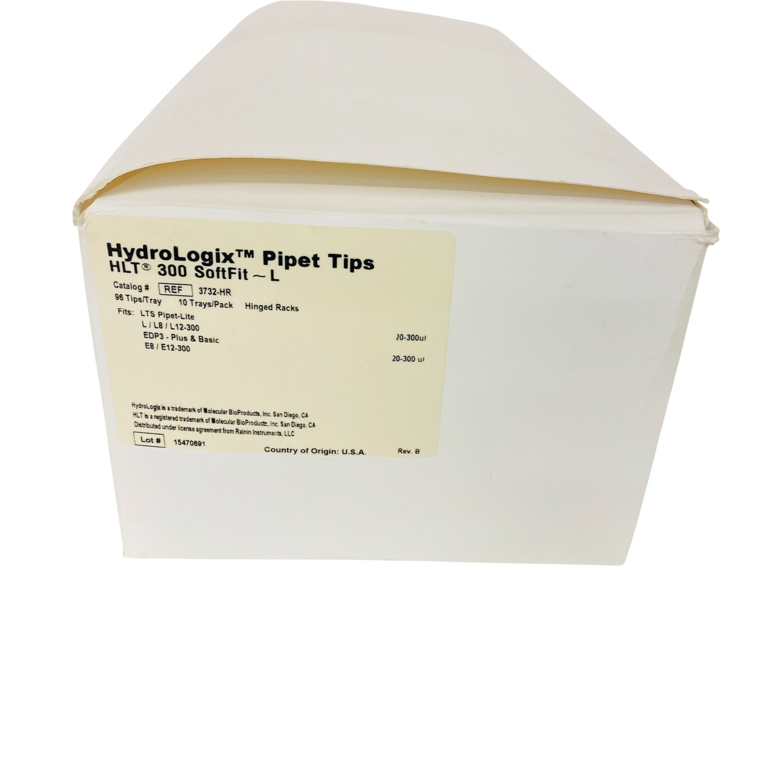 HydroLogix MBP 3732-HR HLT 300 SoftFit-L Pipet Tips 9 Trays, 864 Pcs