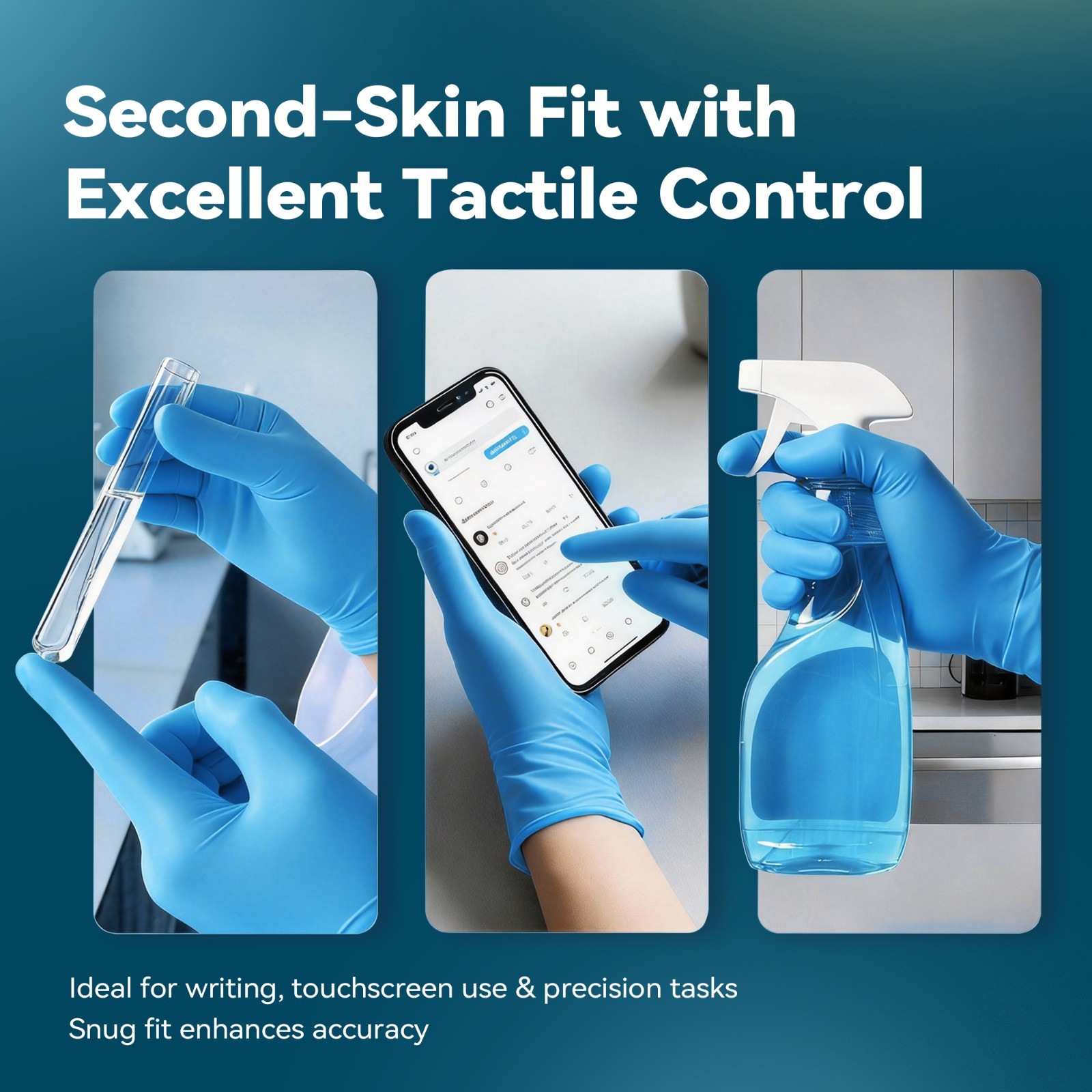 Disposable Nitrile Gloves Combo Blue 4.5Mil & Black 5Mil Powder-Free Heavy Duty