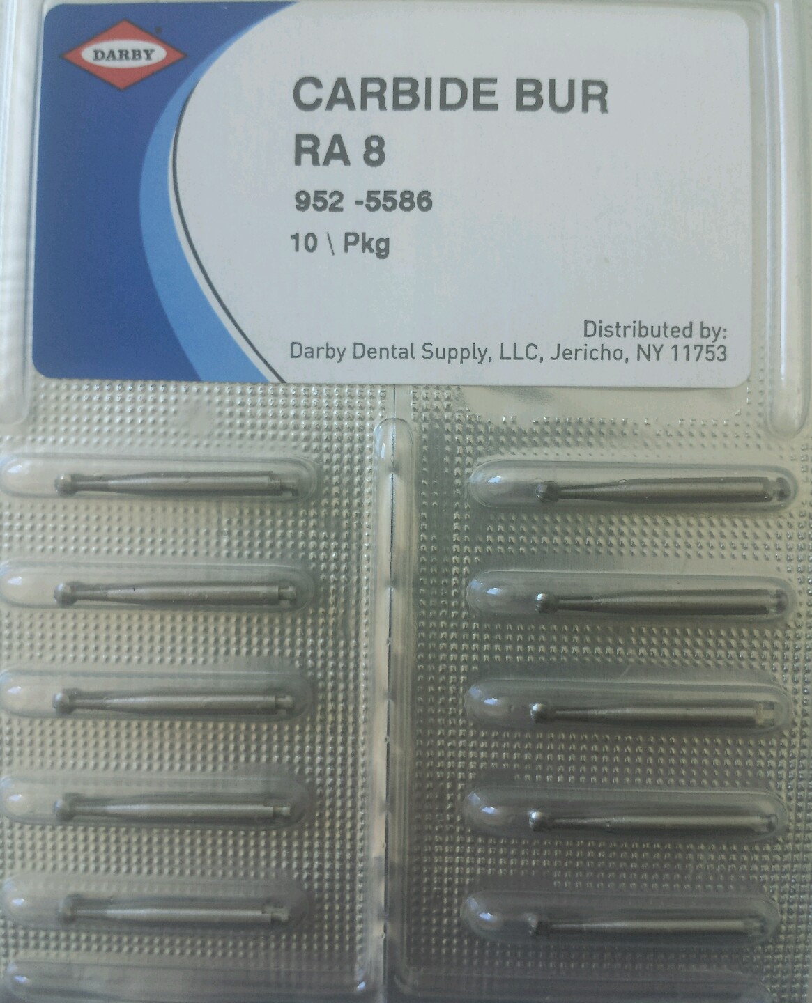 Darby Carbide Round Bur RA 8 Pack of 10 Dental England Latch Type
